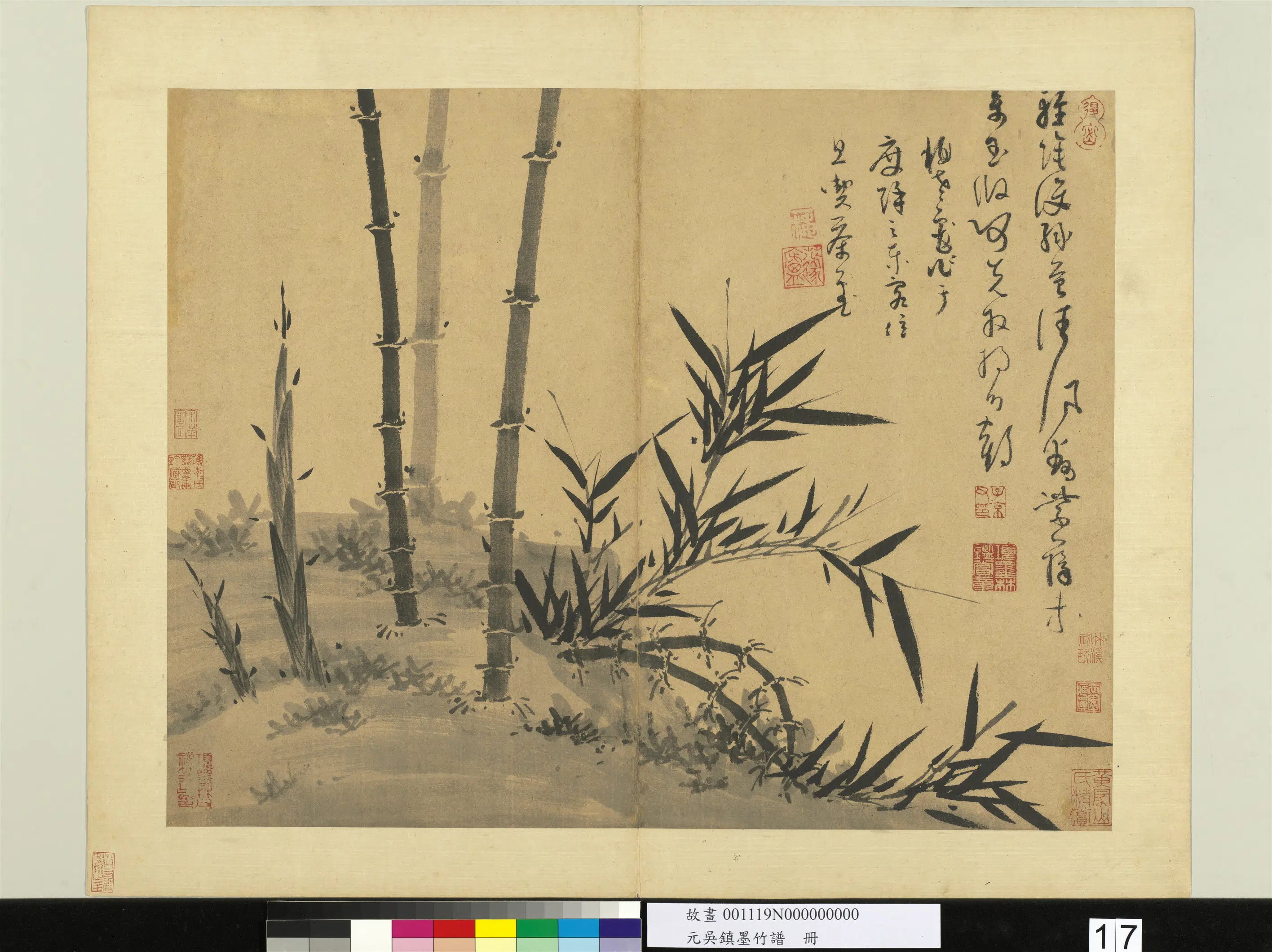 元朝【吴镇】《墨竹谱册-轻荫护绿苔》