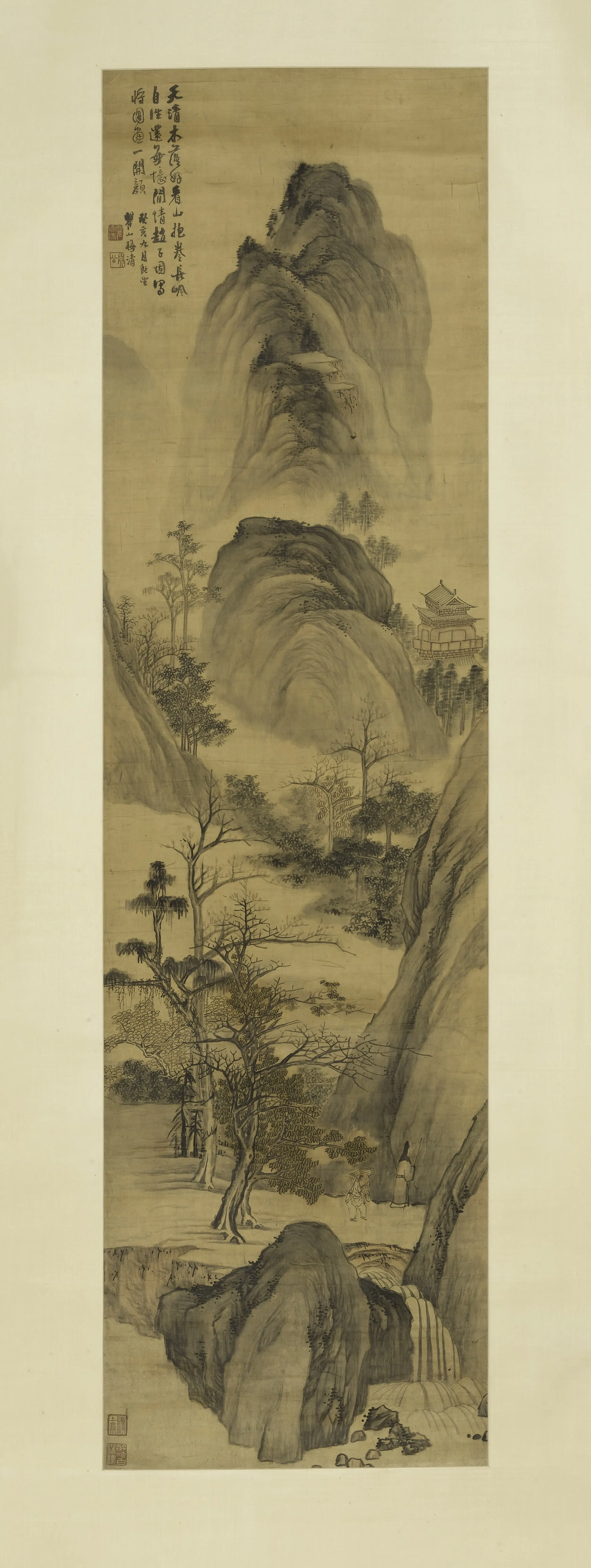 清代【梅清】《木落看山图轴》