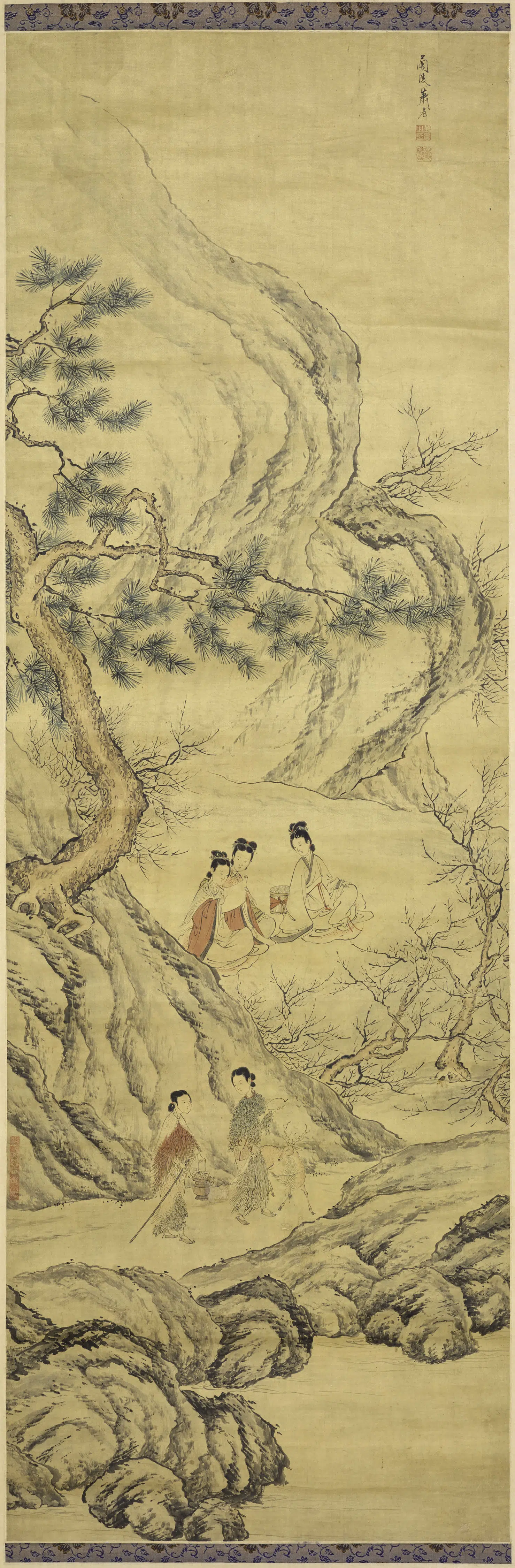 清代【萧晨】《采芝图轴-1》