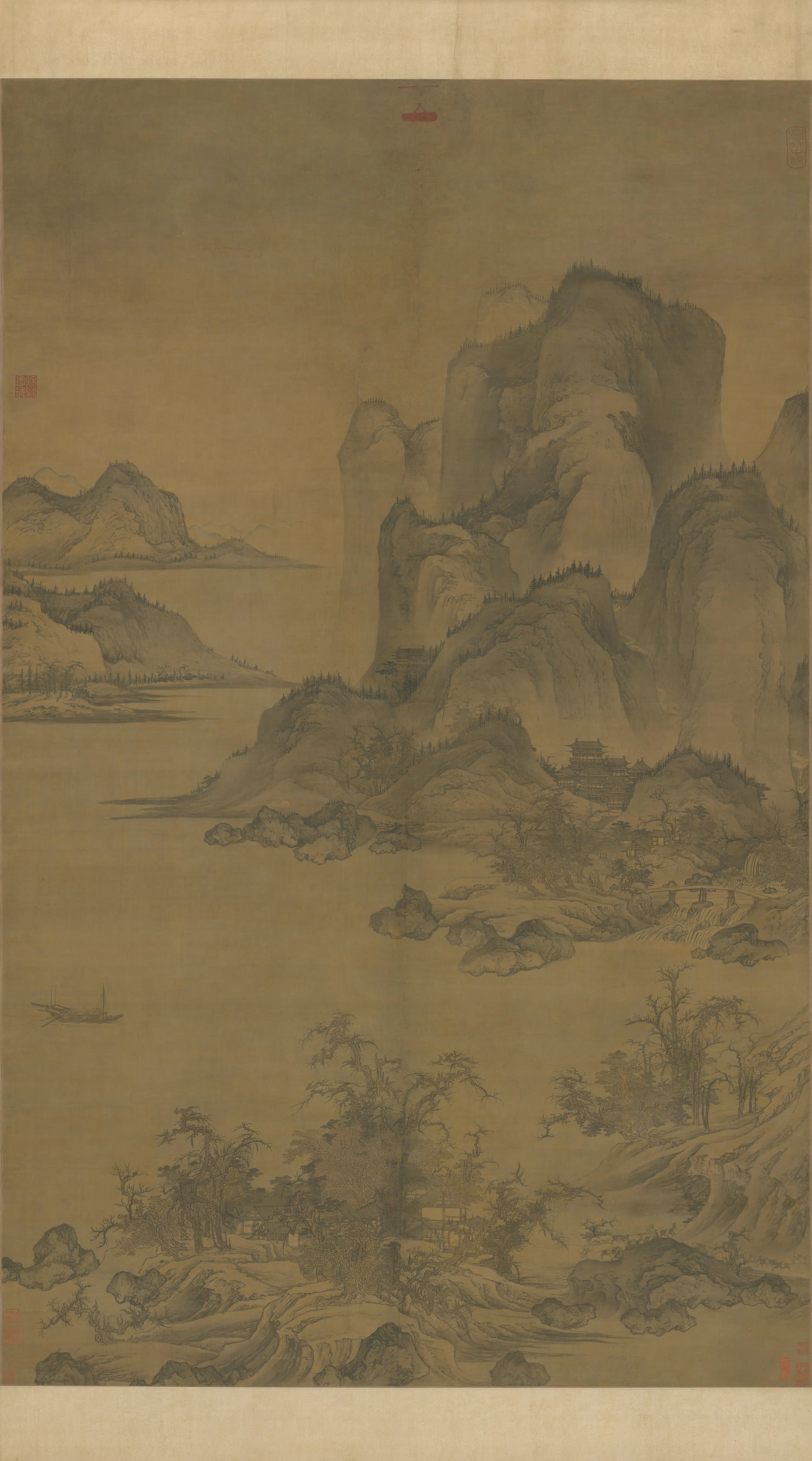 元朝【元人】《溪山行旅图轴》 第1张