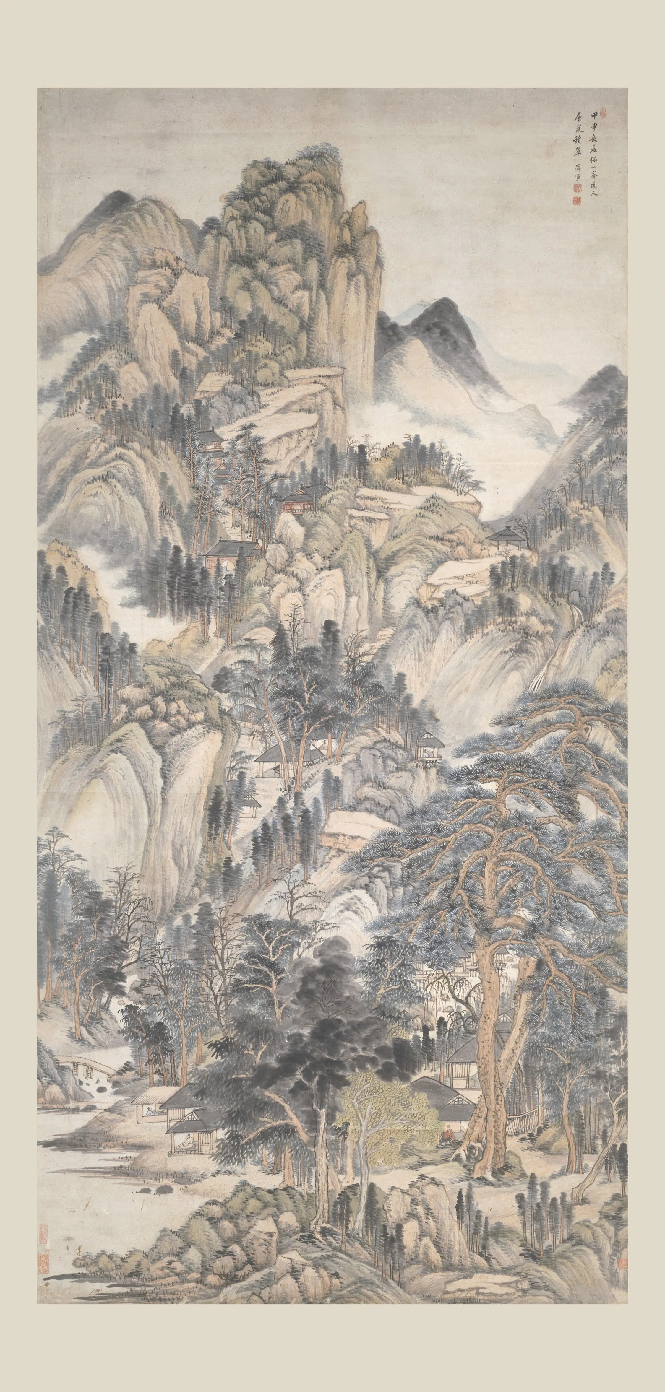 清代【薛宣】《层岚积翠图轴》