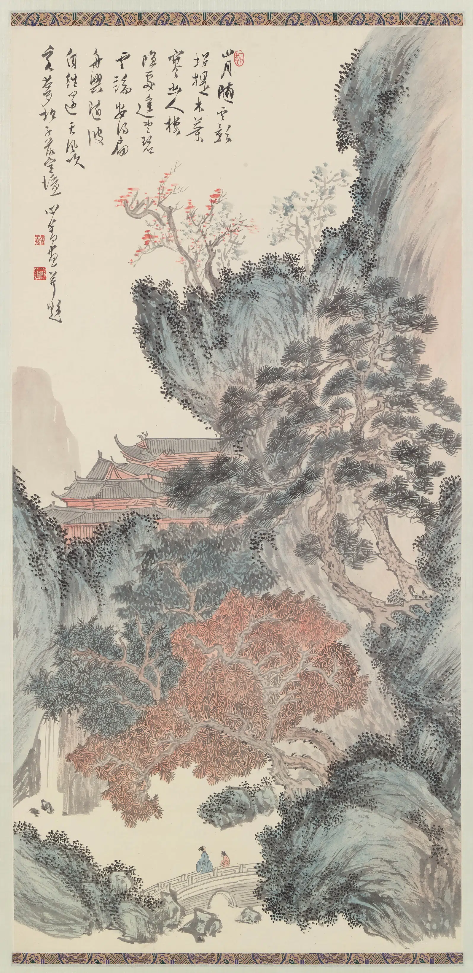 近现代【溥儒（溥心畬）】《秋山楼阁图轴》