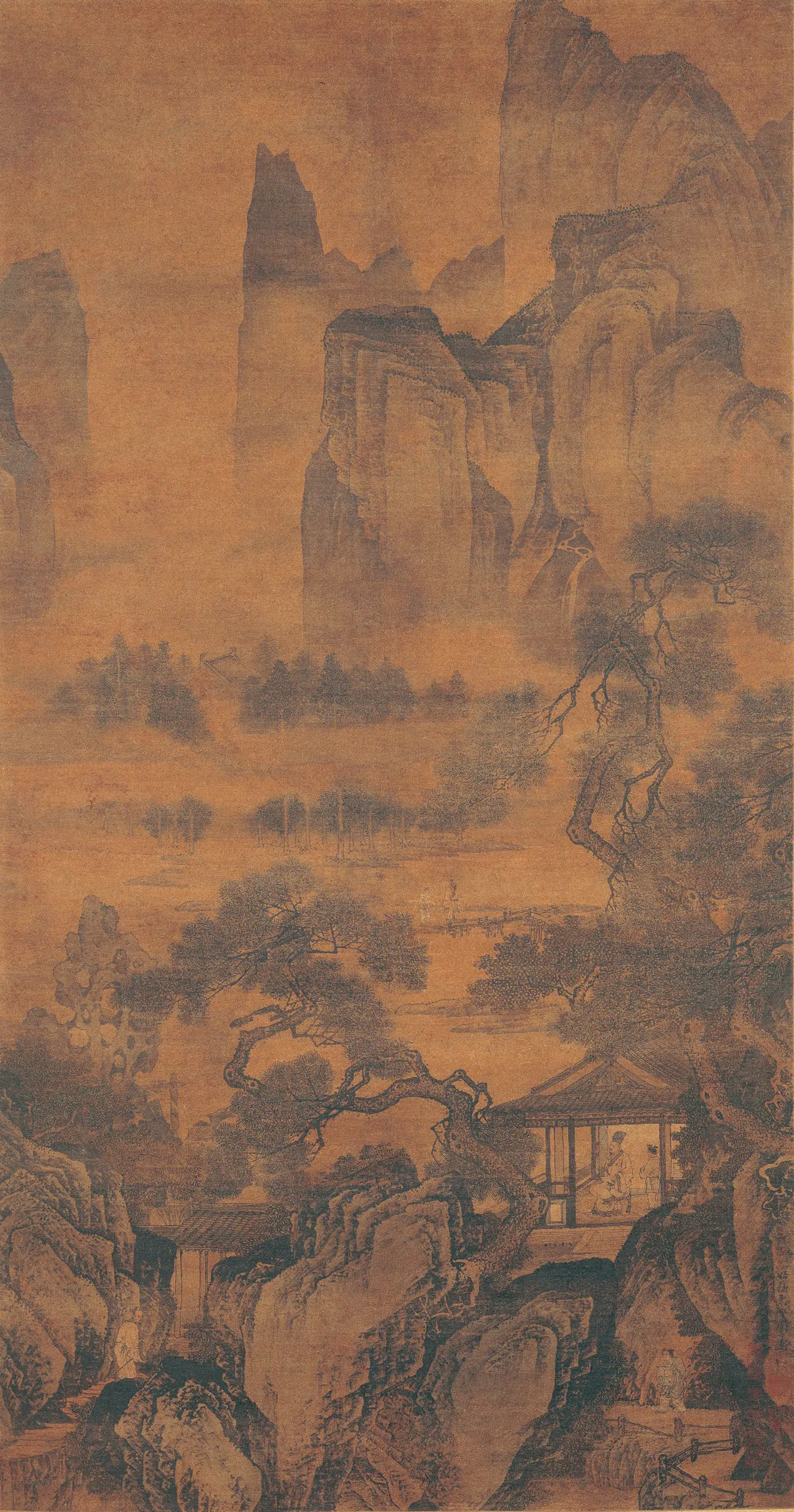 明朝【周臣】《山斋客至图轴》 第1张