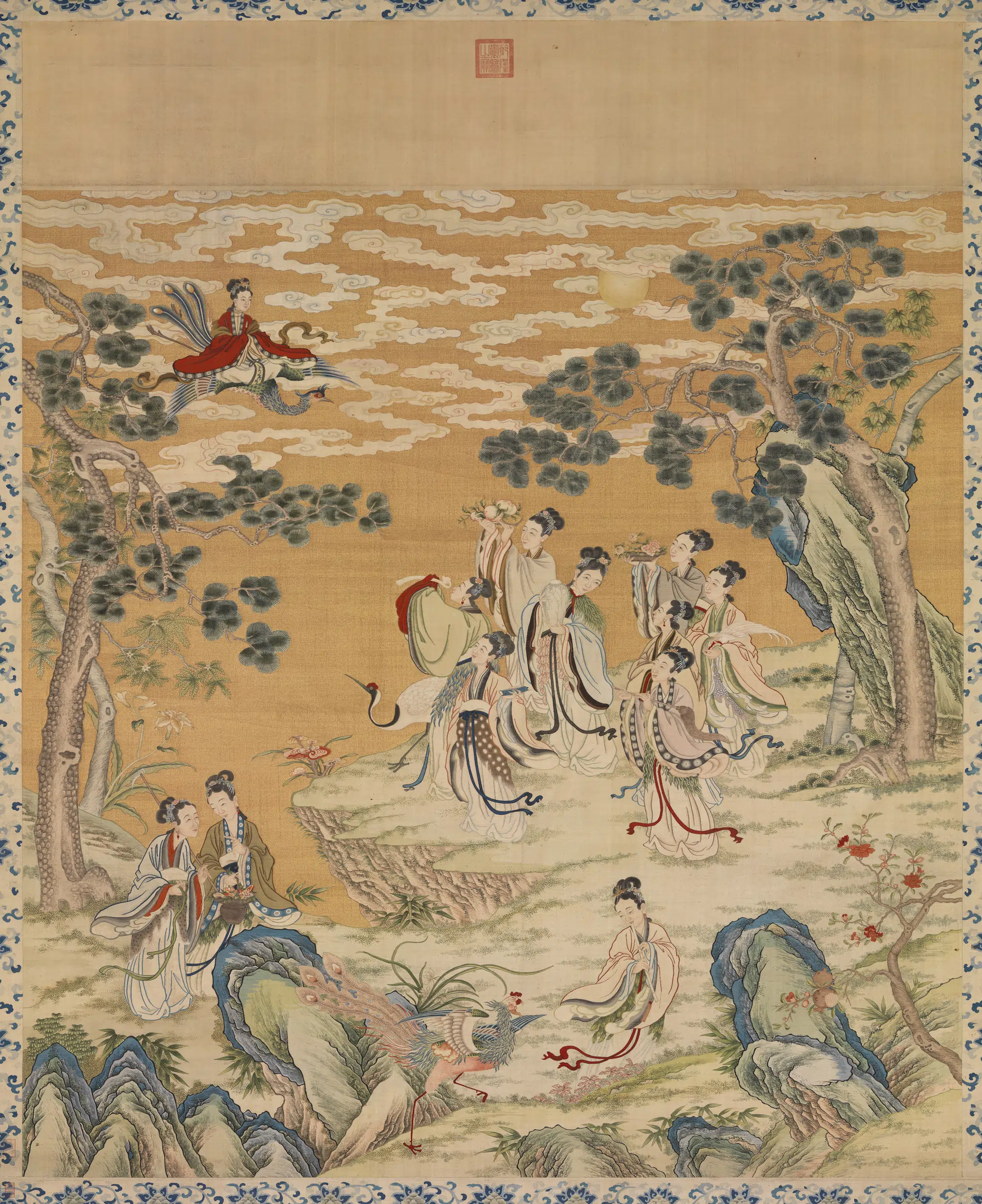 《缂丝群仙祝寿图轴-3》