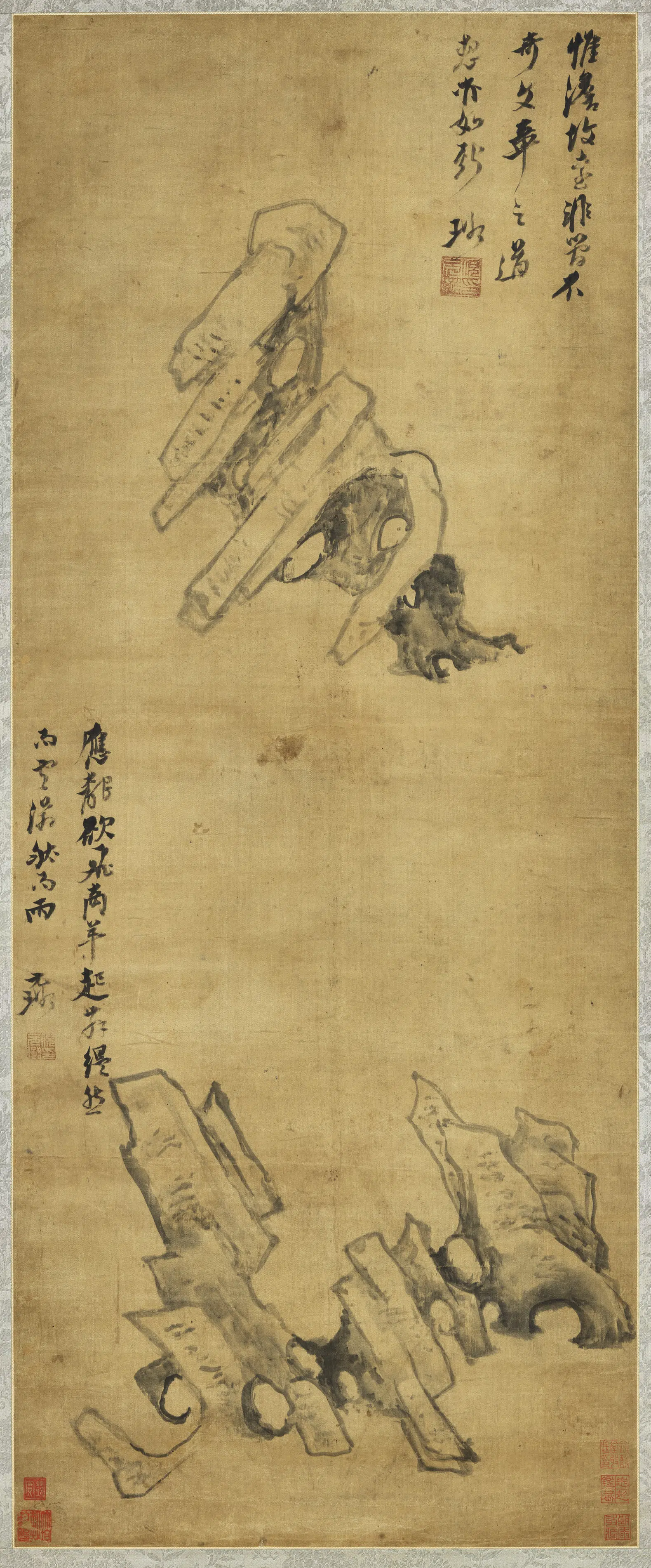 明朝【倪元璐】《奇石图轴》