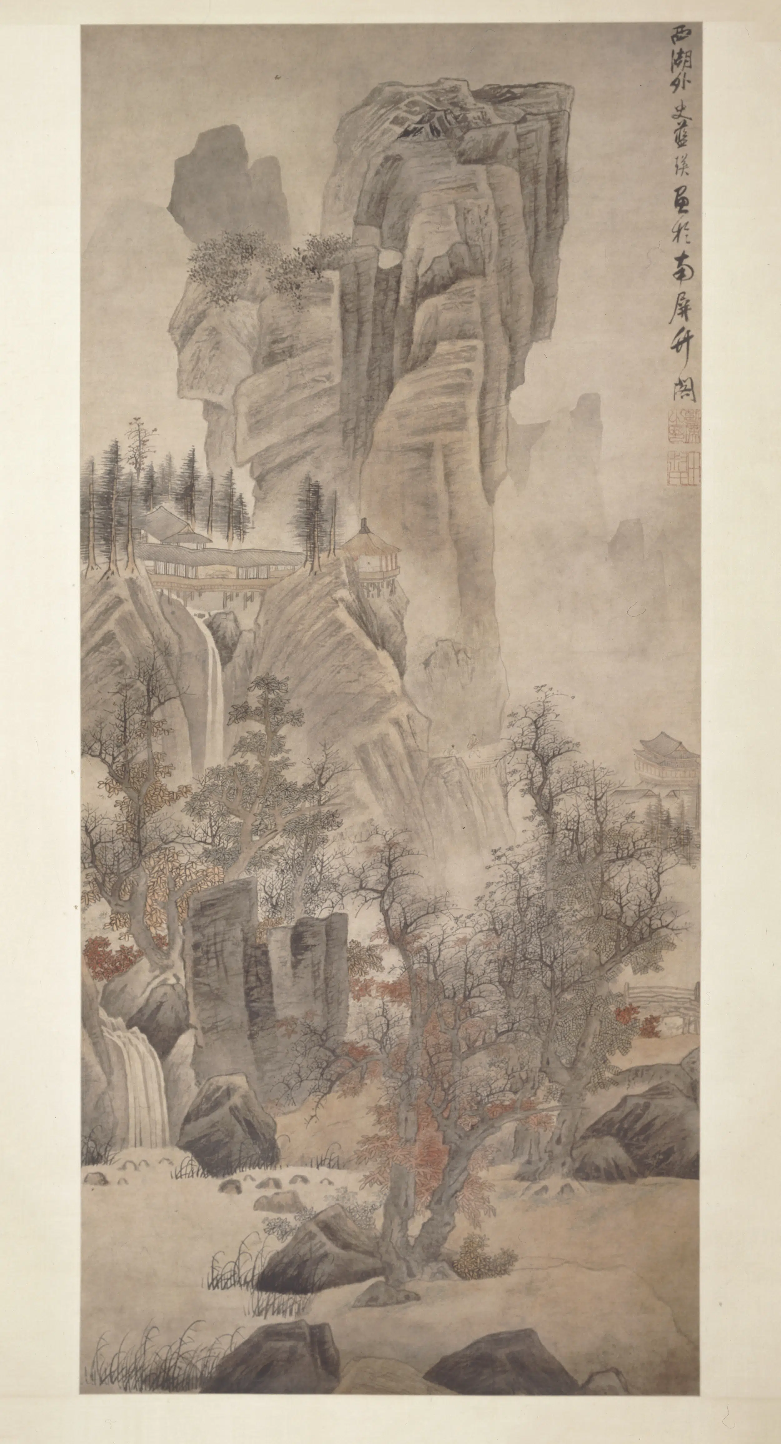 明朝【蓝瑛】《秋山红树图轴》