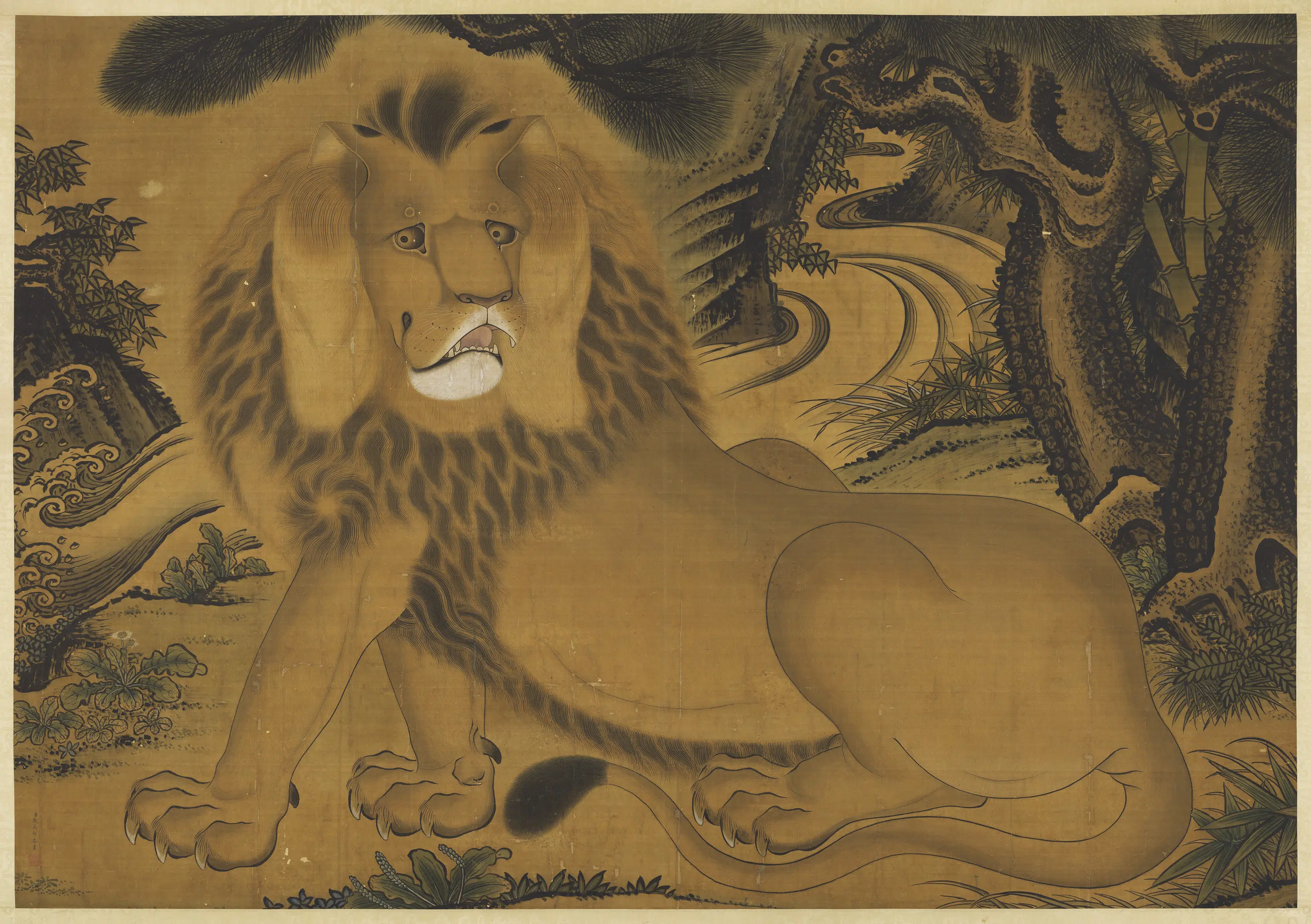 清代【张为邦】《画狻猊图轴-1》