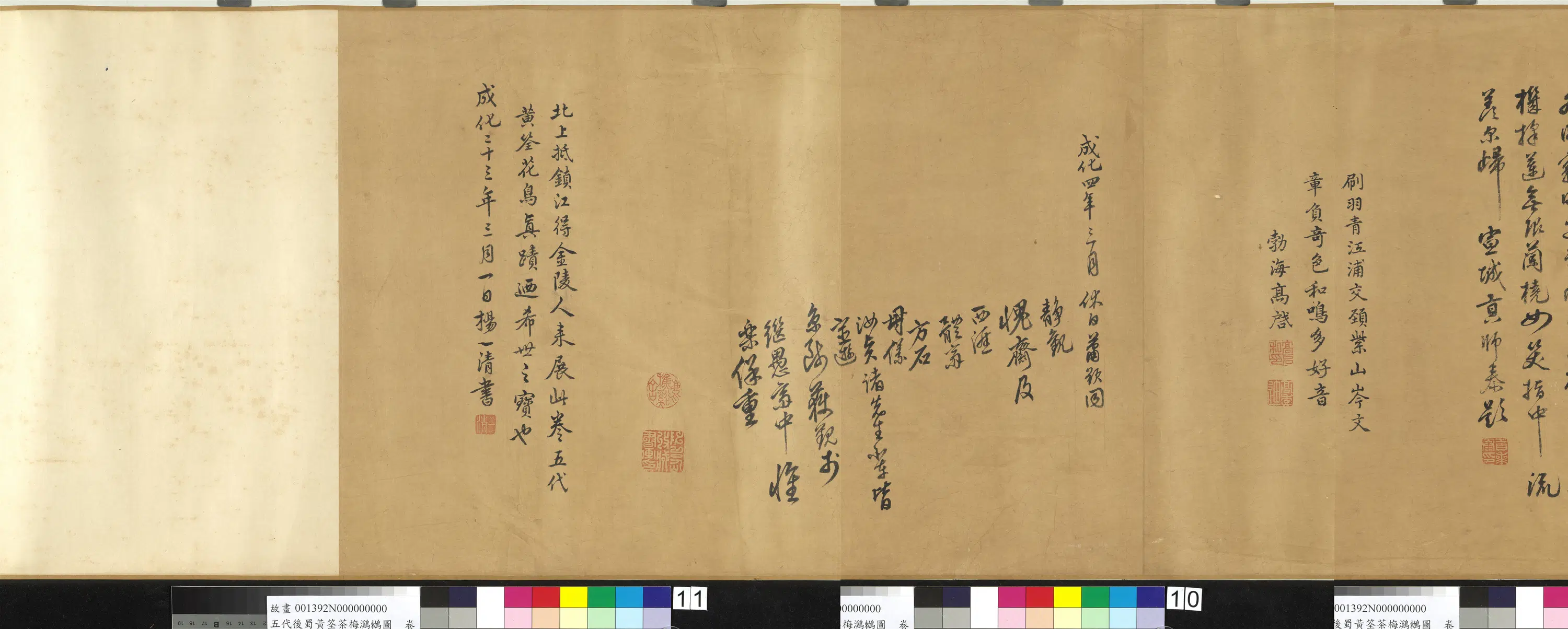五代十国前后蜀【黄筌（荃）】《茶梅鸂鶒图卷》