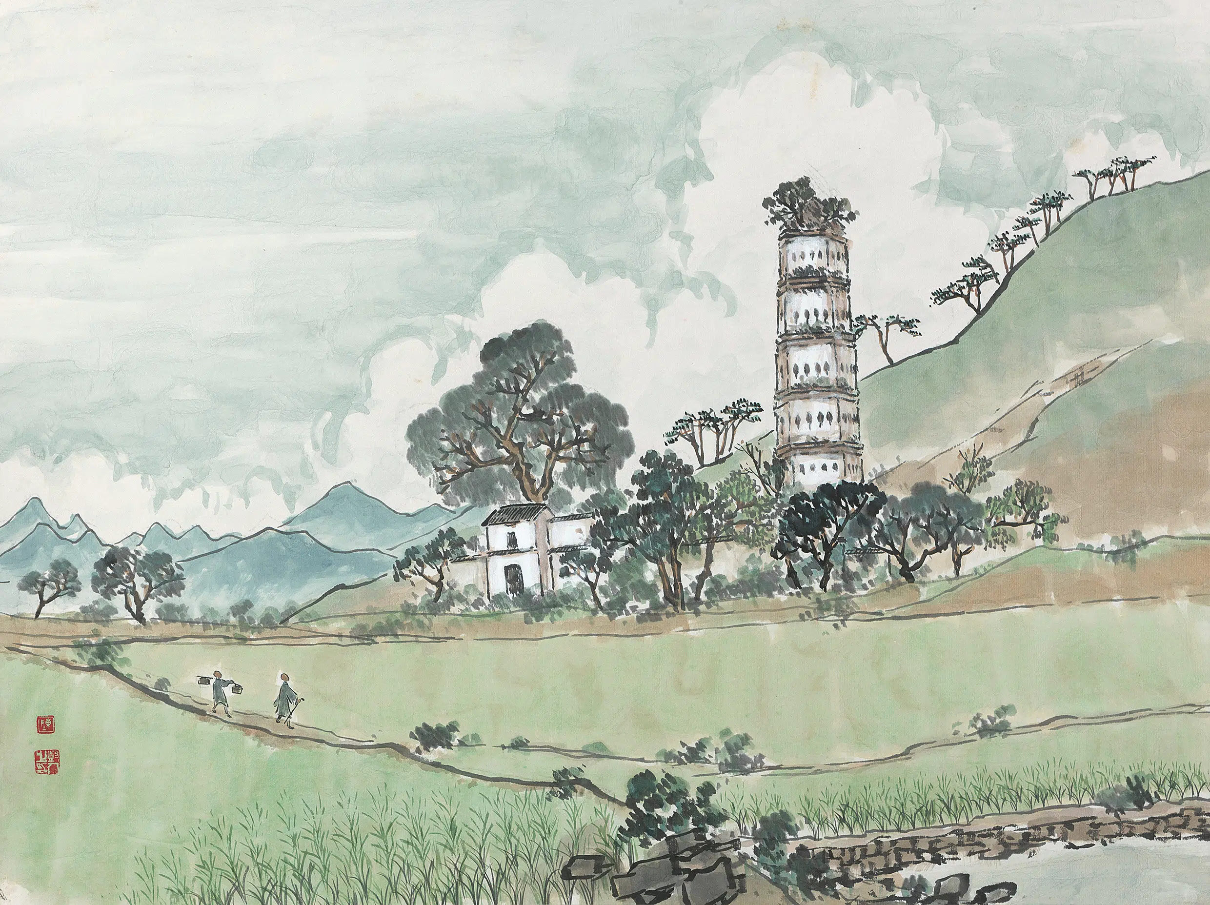 近代【陈树人】《白塔轴》