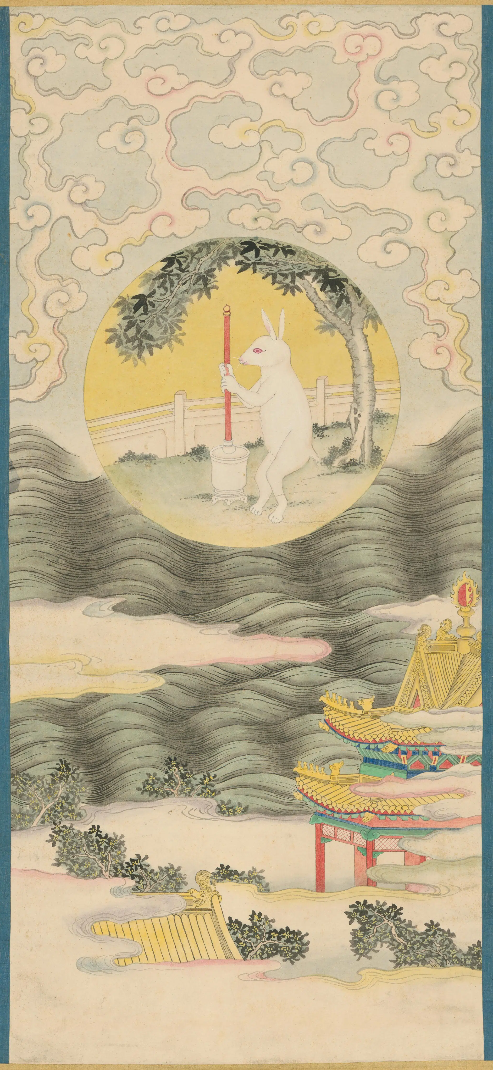 清代【清人】《月宫玉兔图轴-1》 第1张