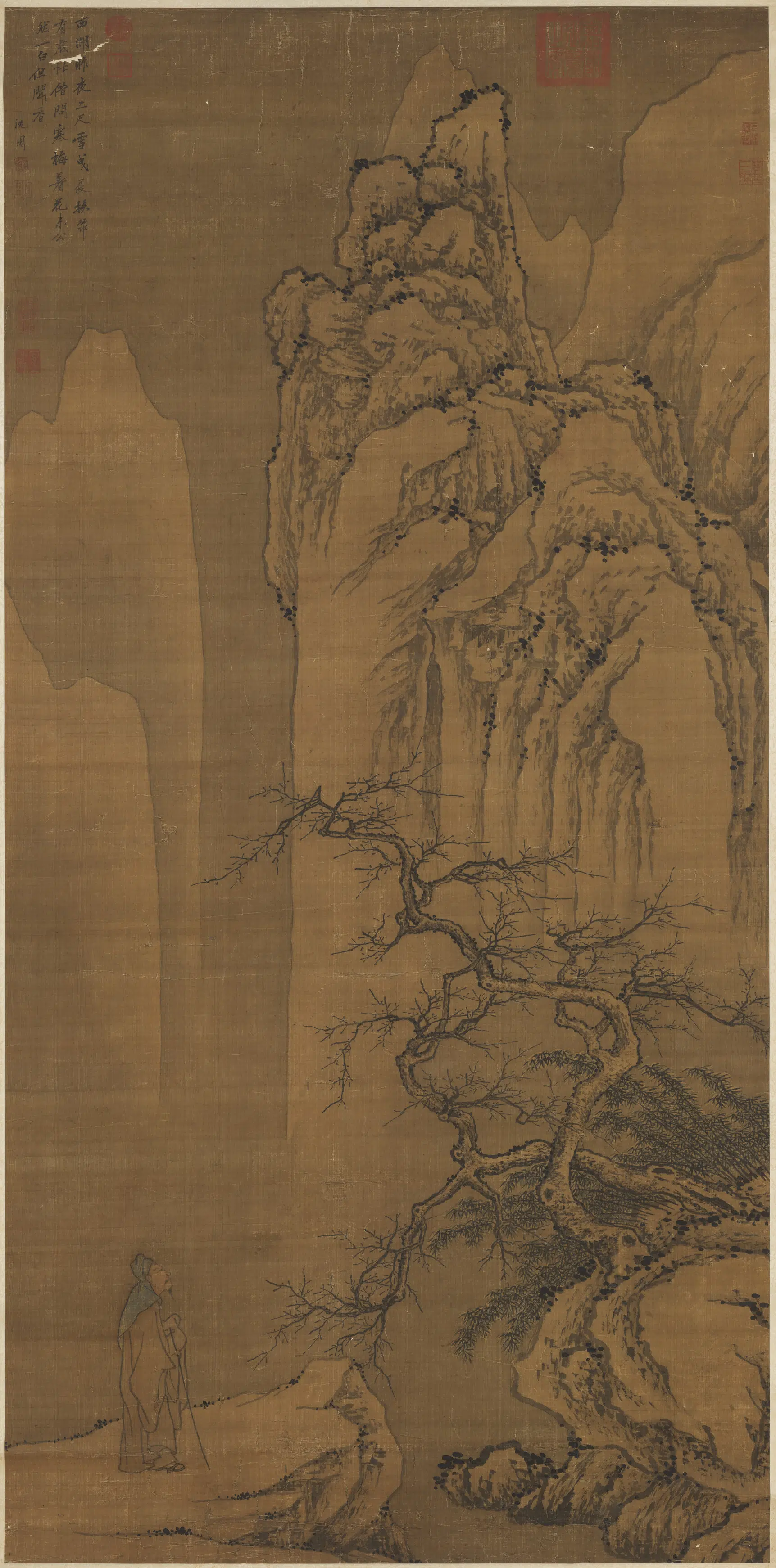 明朝【沈周】《画寻梅图轴》