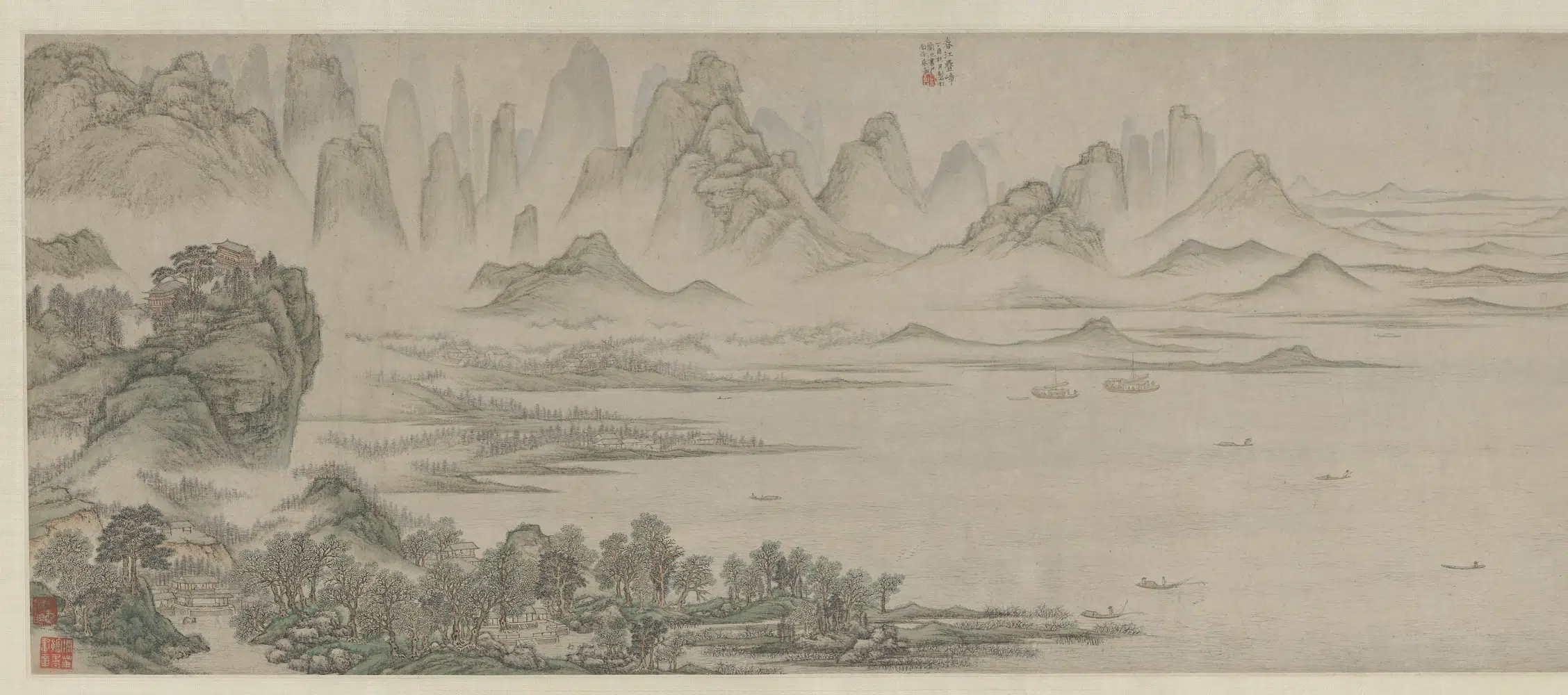 清代【蔡嘉】《春江叠嶂图卷》