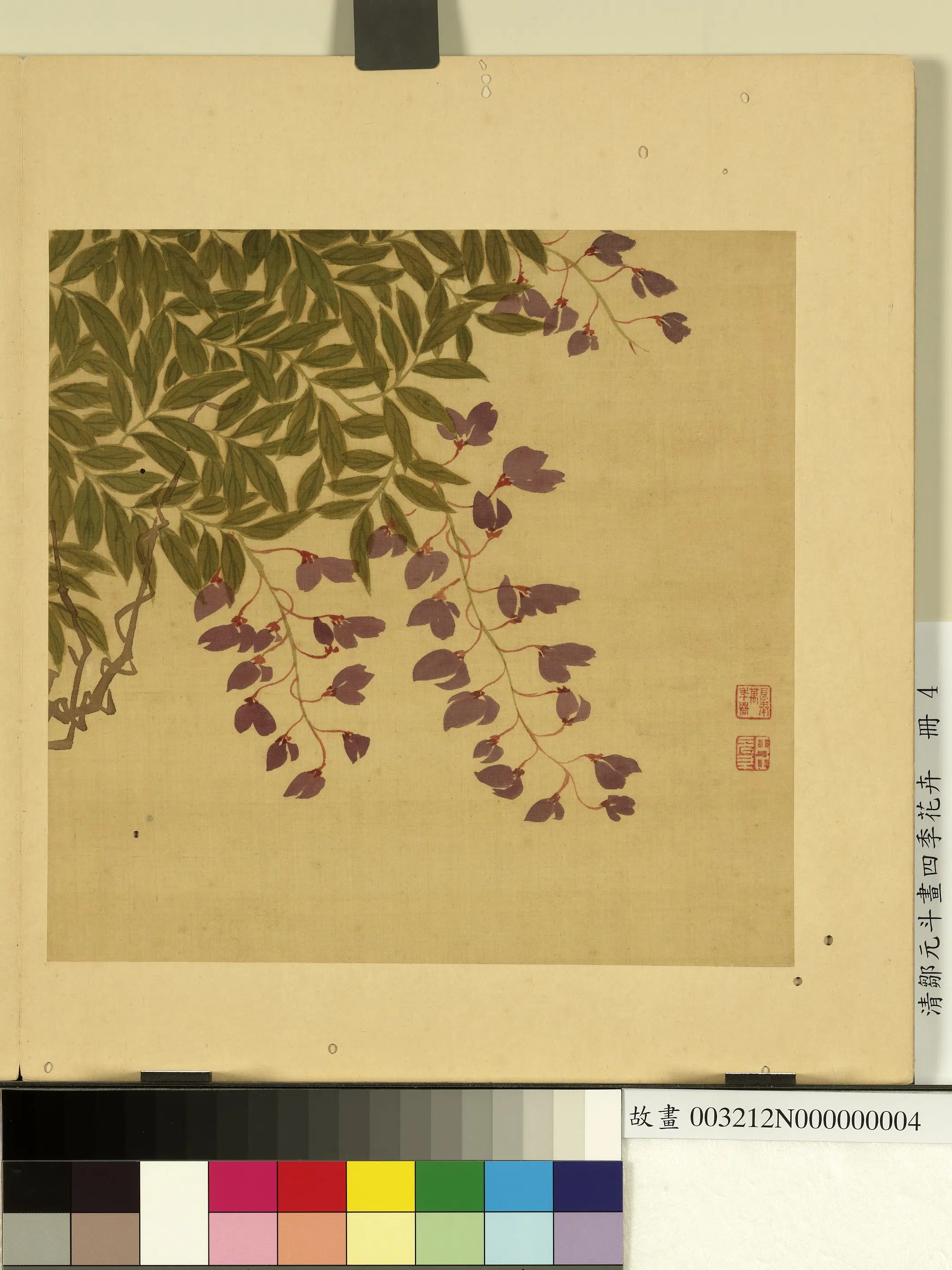 清代【邹元斗】《画四季花卉册-紫藤》