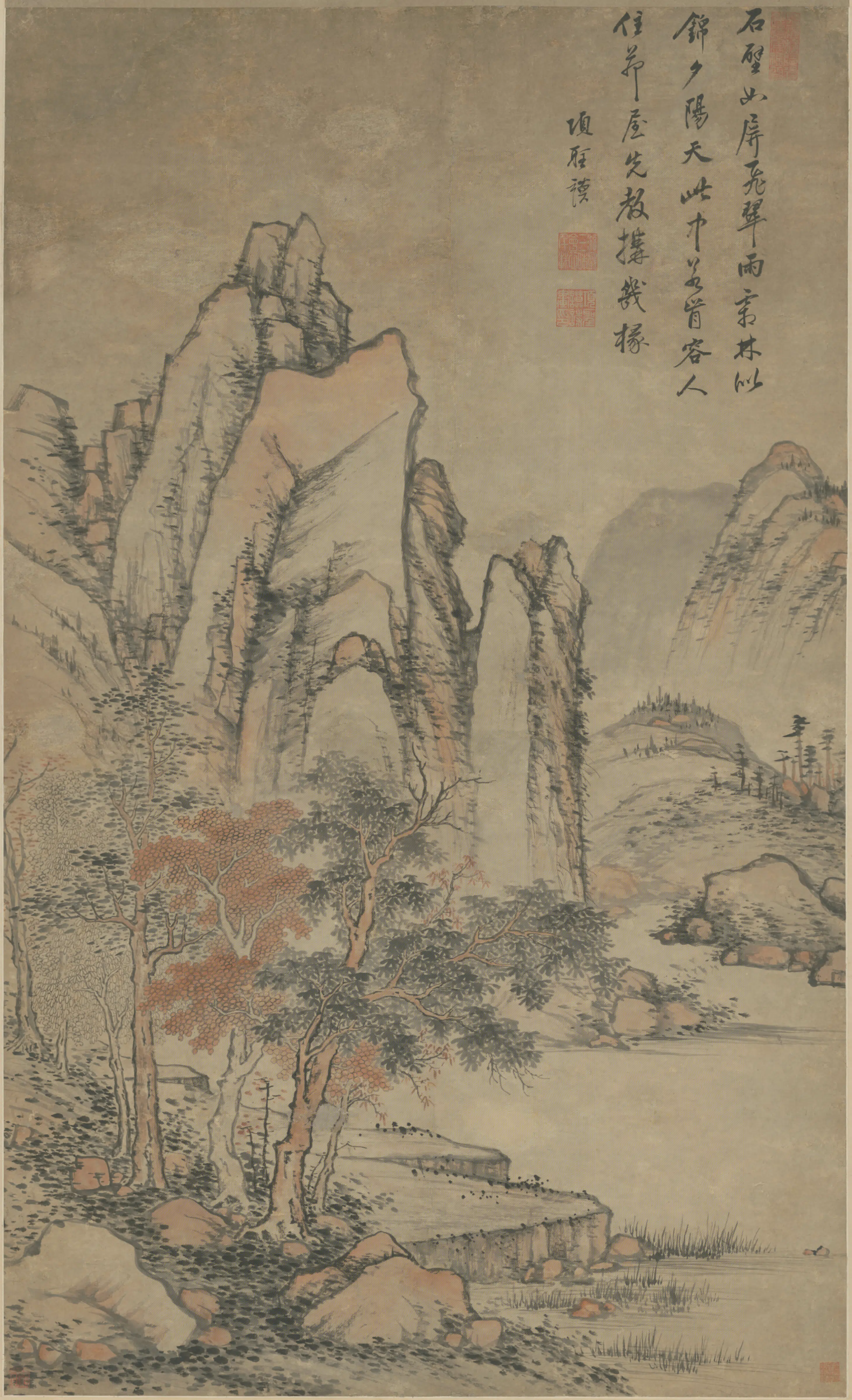 明朝【项圣谟】《仿宋人山水轴》