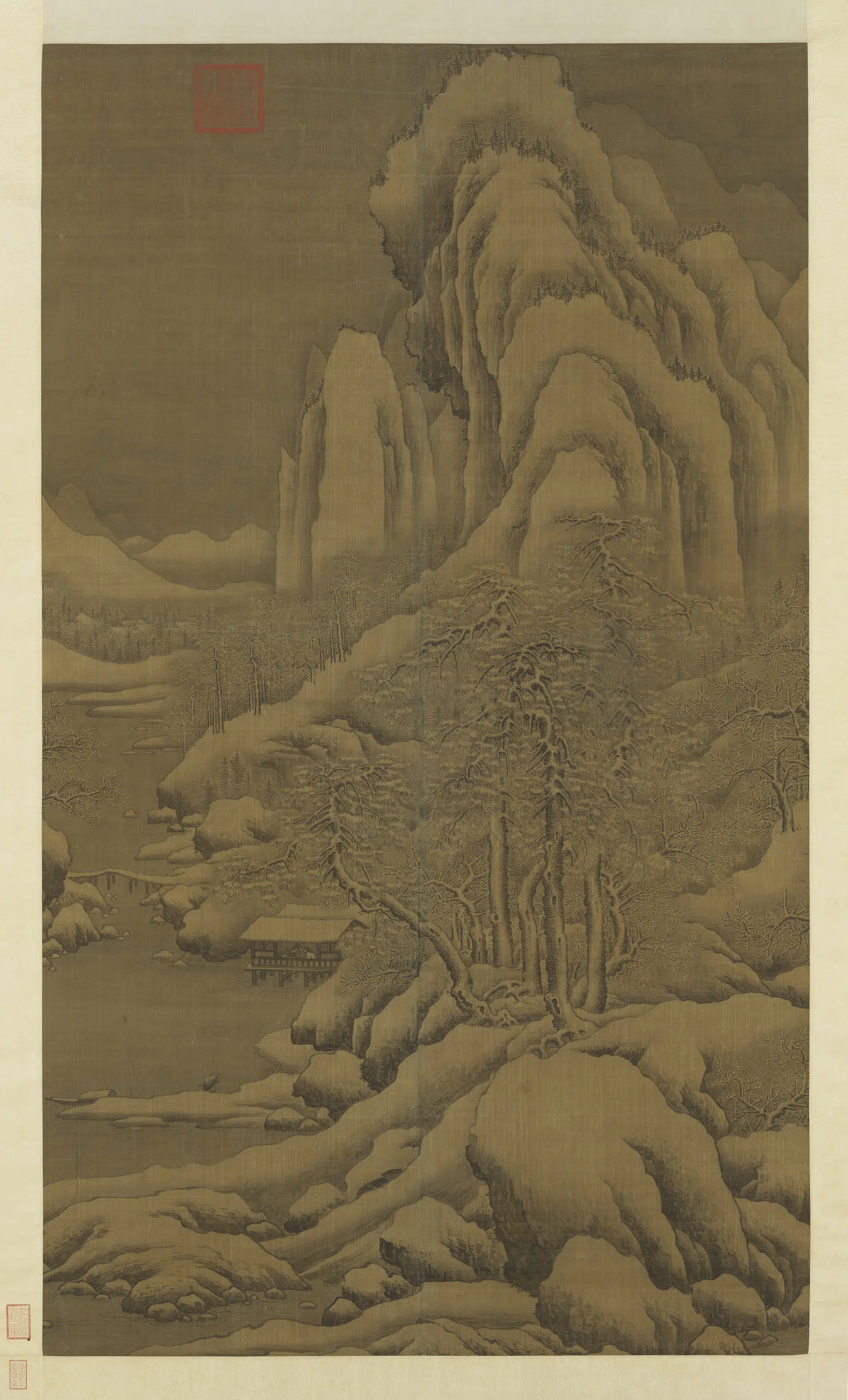 元朝【朱德润】《雪溪归棹图轴》