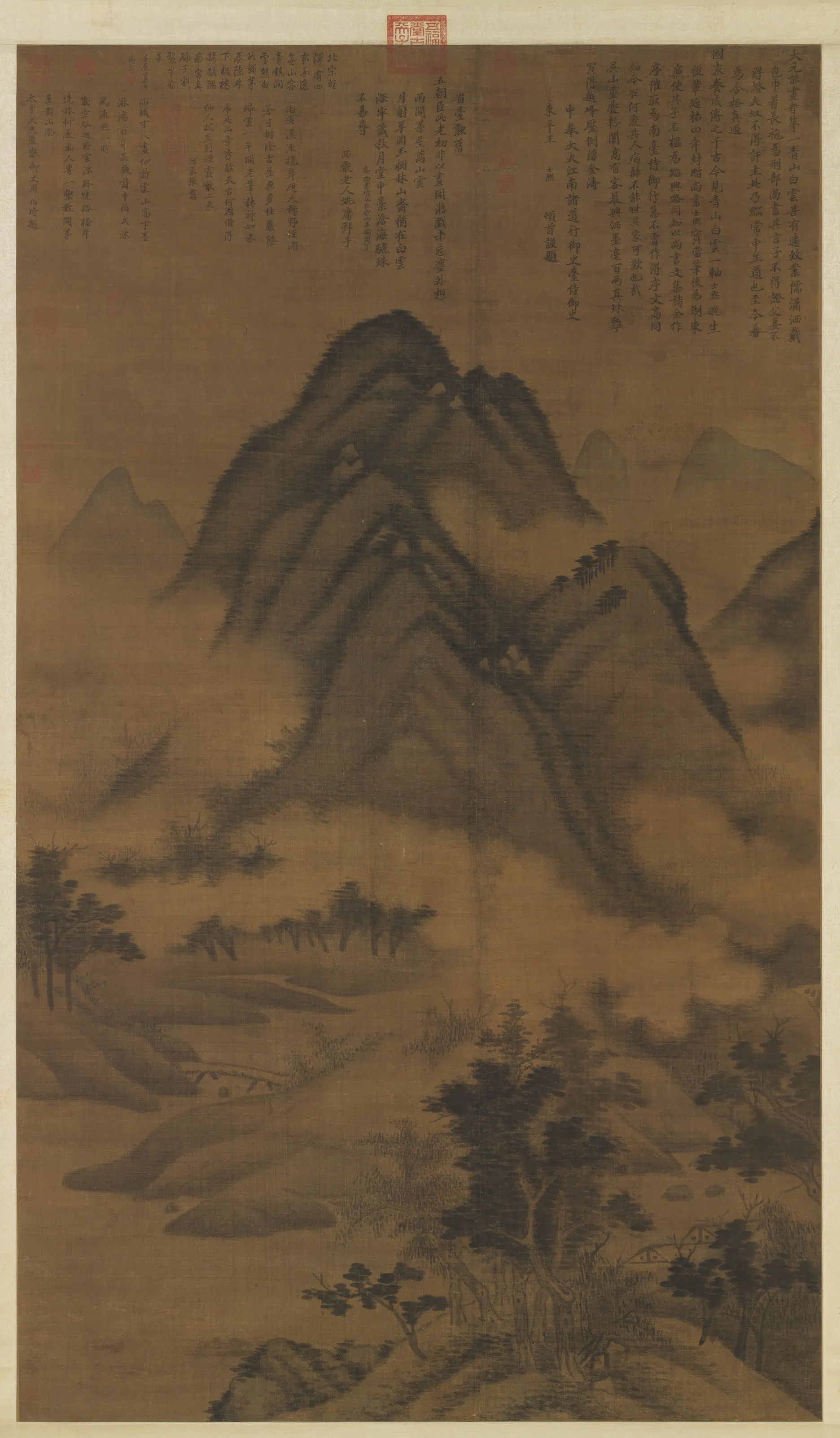元代【高克恭】《青山白云图轴》