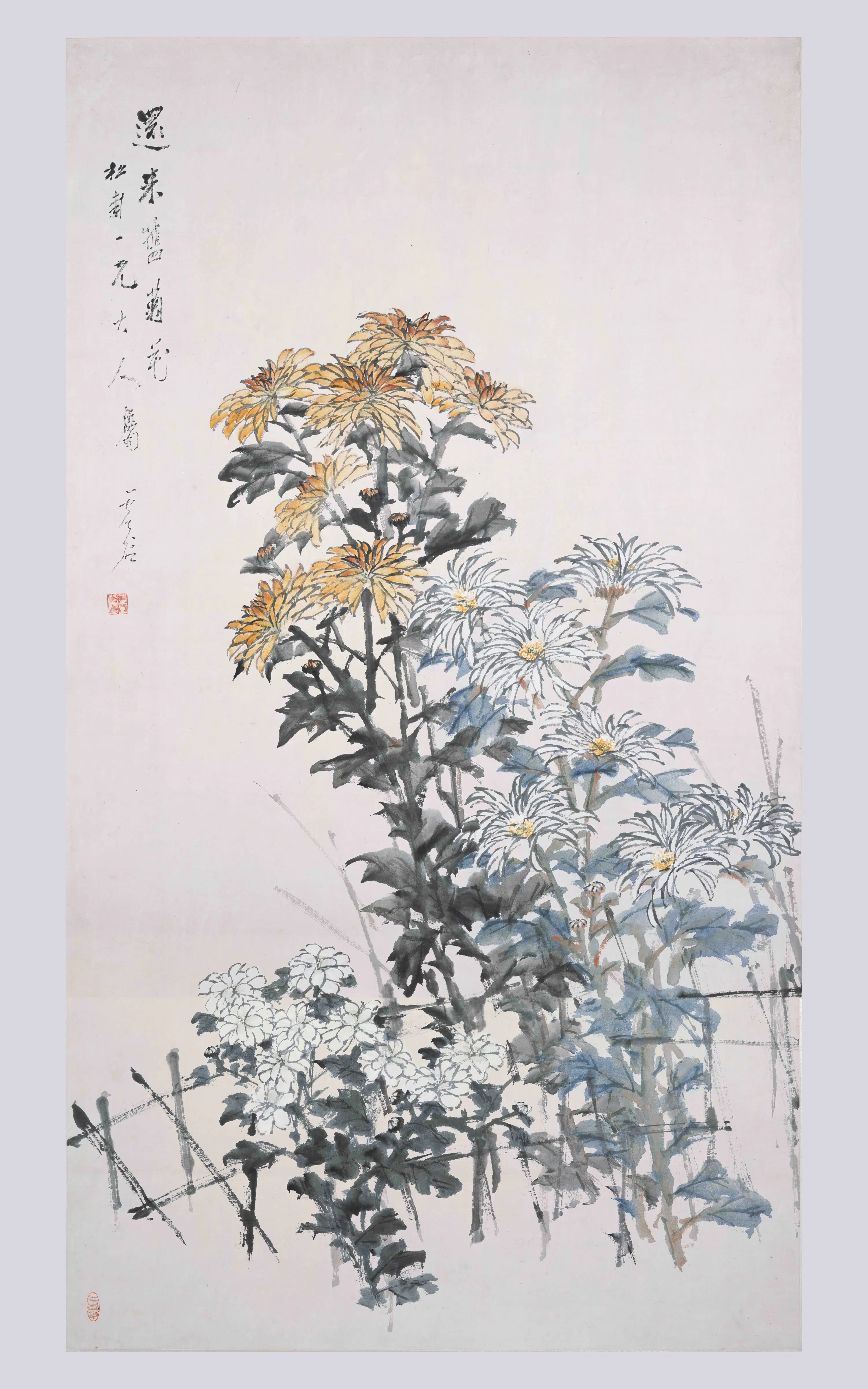 清代【虚谷】《菊花图轴》