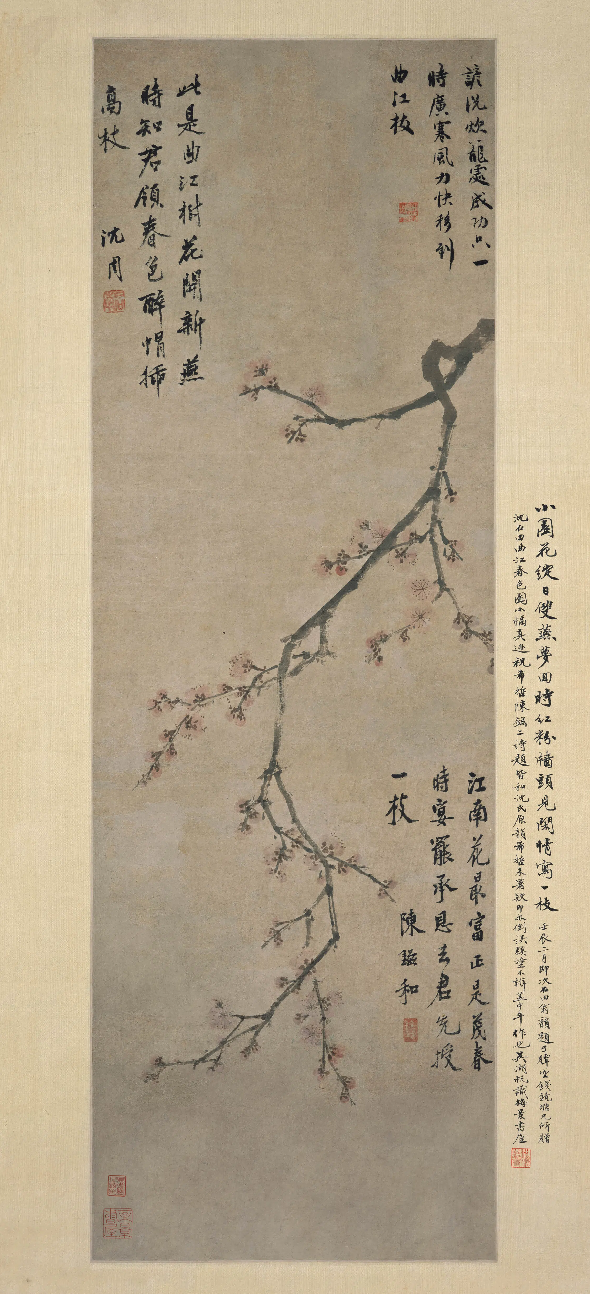 明朝【沈周】《桃花图轴》