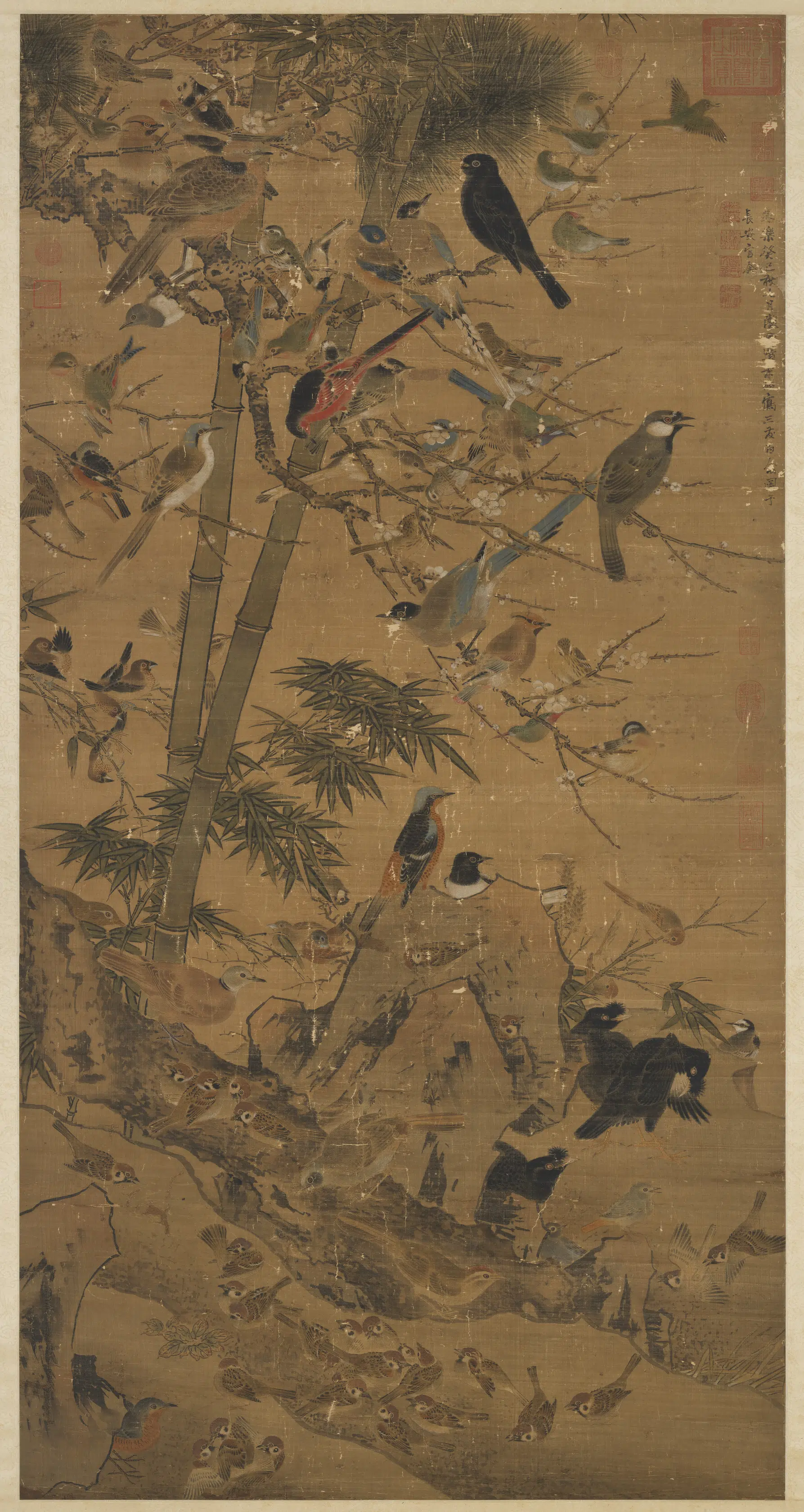明朝【边景昭（文进）】《三友百禽图轴》 第1张