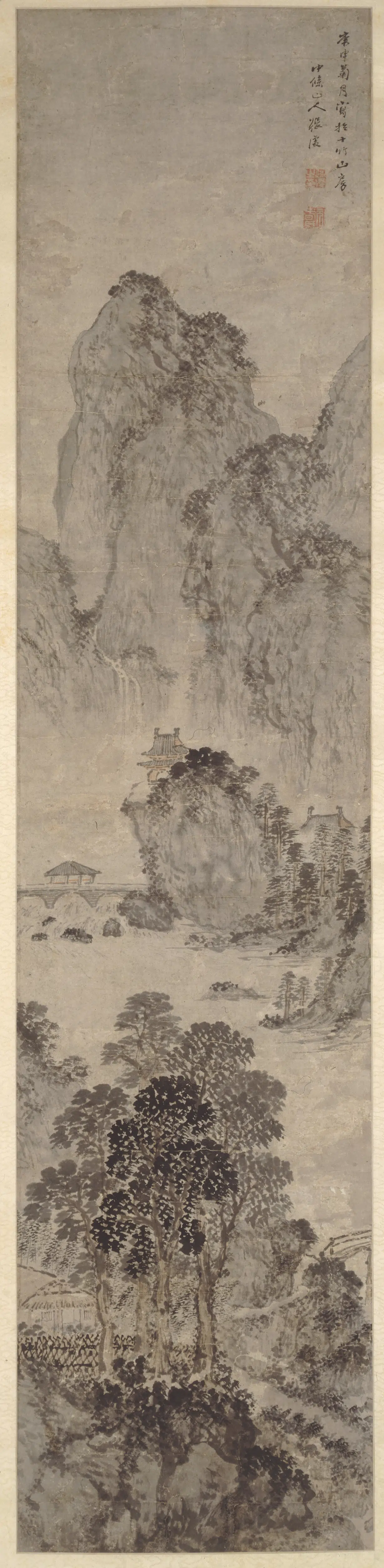明朝【张复】《山水轴》