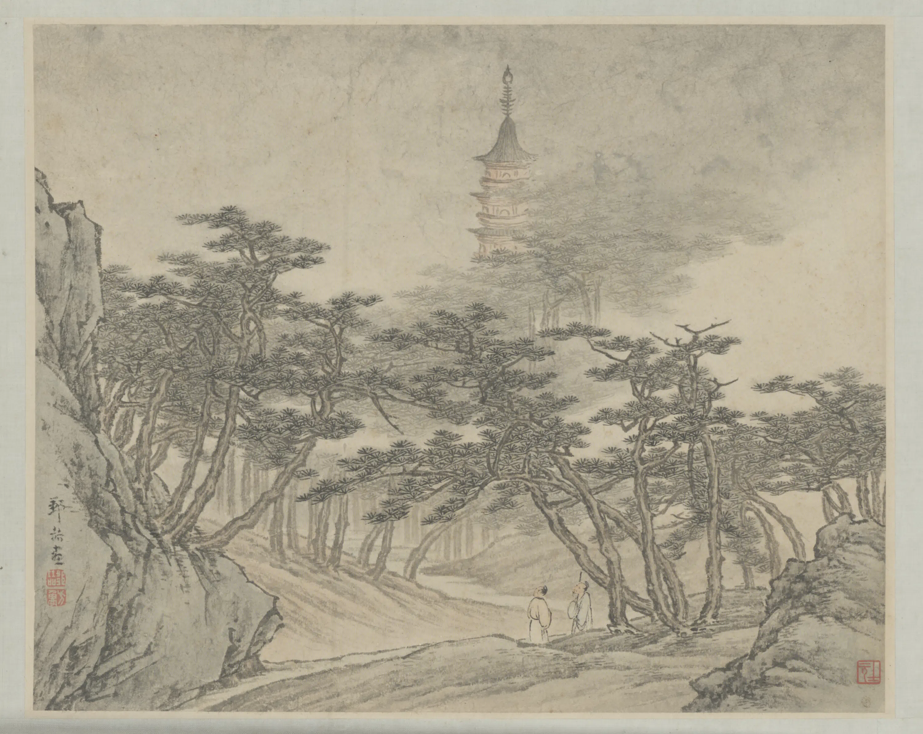 清代【邹喆】《金陵诸家山水花卉册-山水页》 第1张