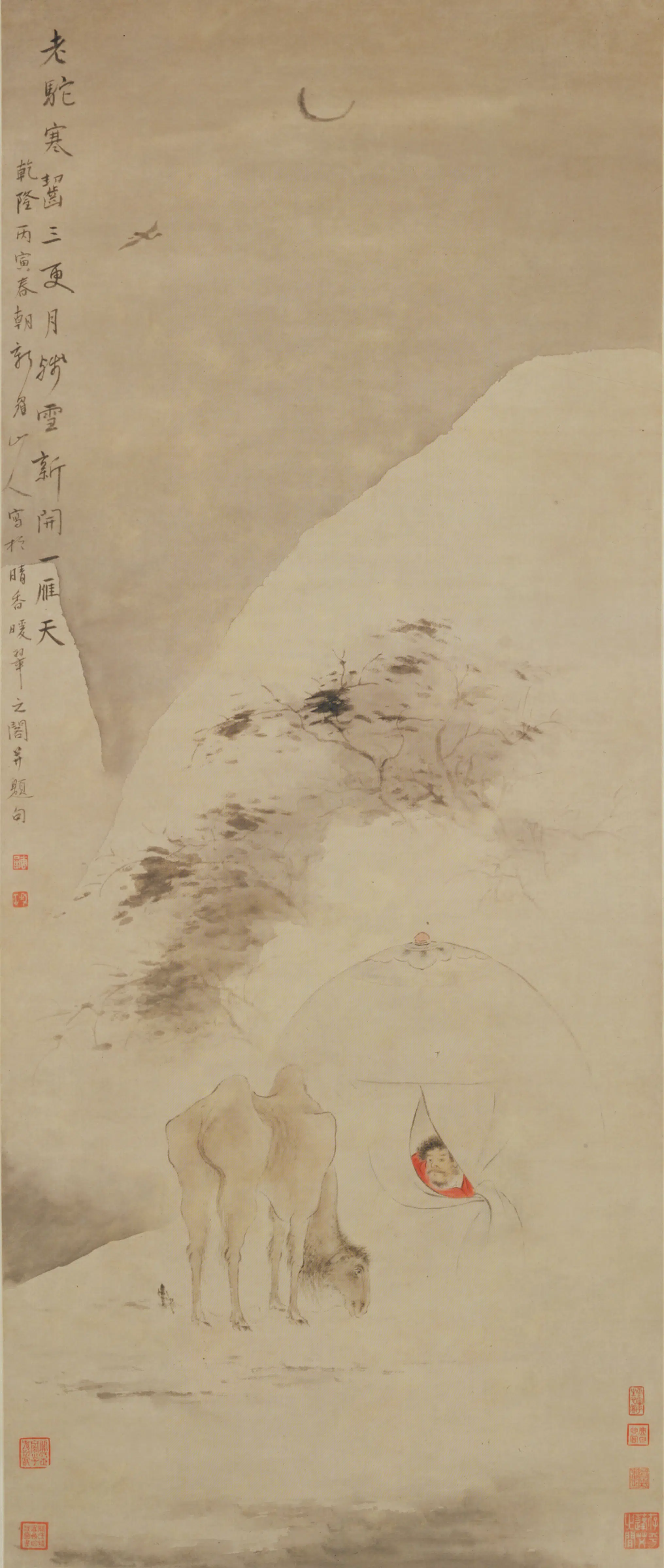 清代【华喦】《寒驼残雪图轴》