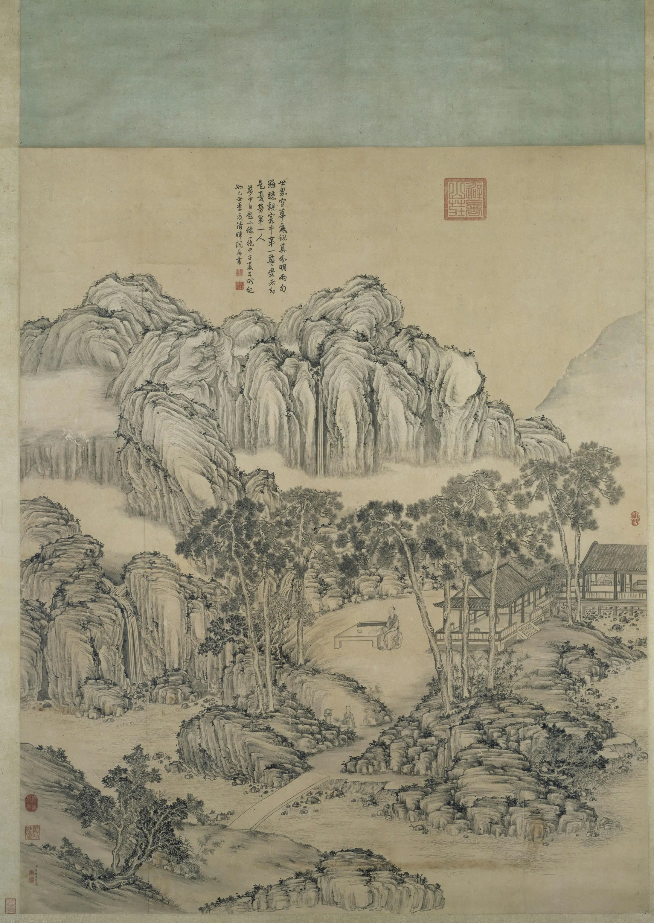 清乾隆【董邦达】《乾隆皇帝松荫消夏图轴》 第1张