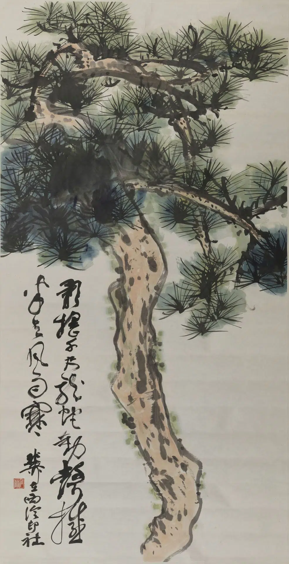 近现代【谢稚柳】《劲松图轴》