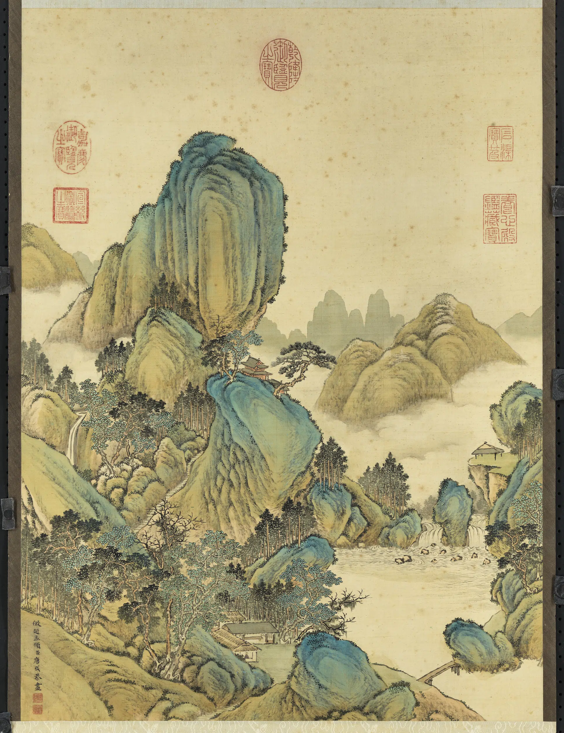 清代【唐岱】《仿赵孟頫笔意图轴》