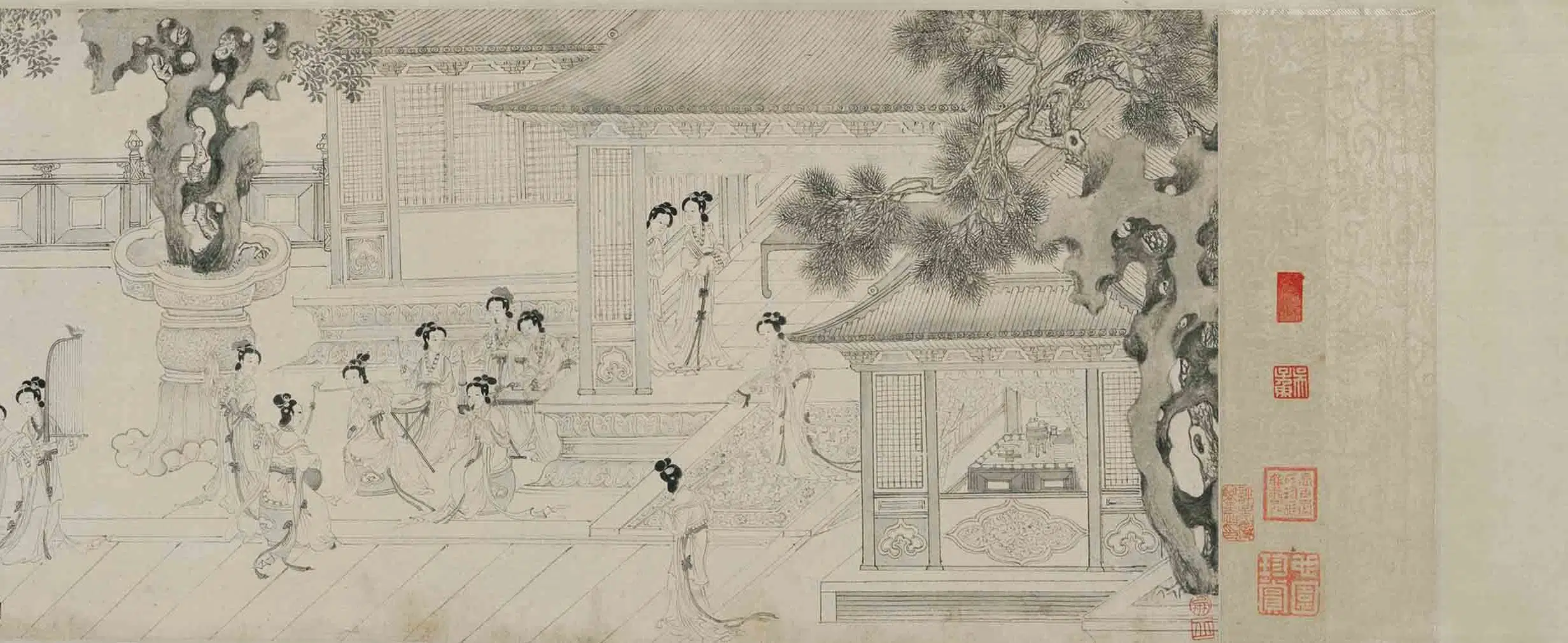 明朝【尤求】《汉宫春晓图卷》 第9张