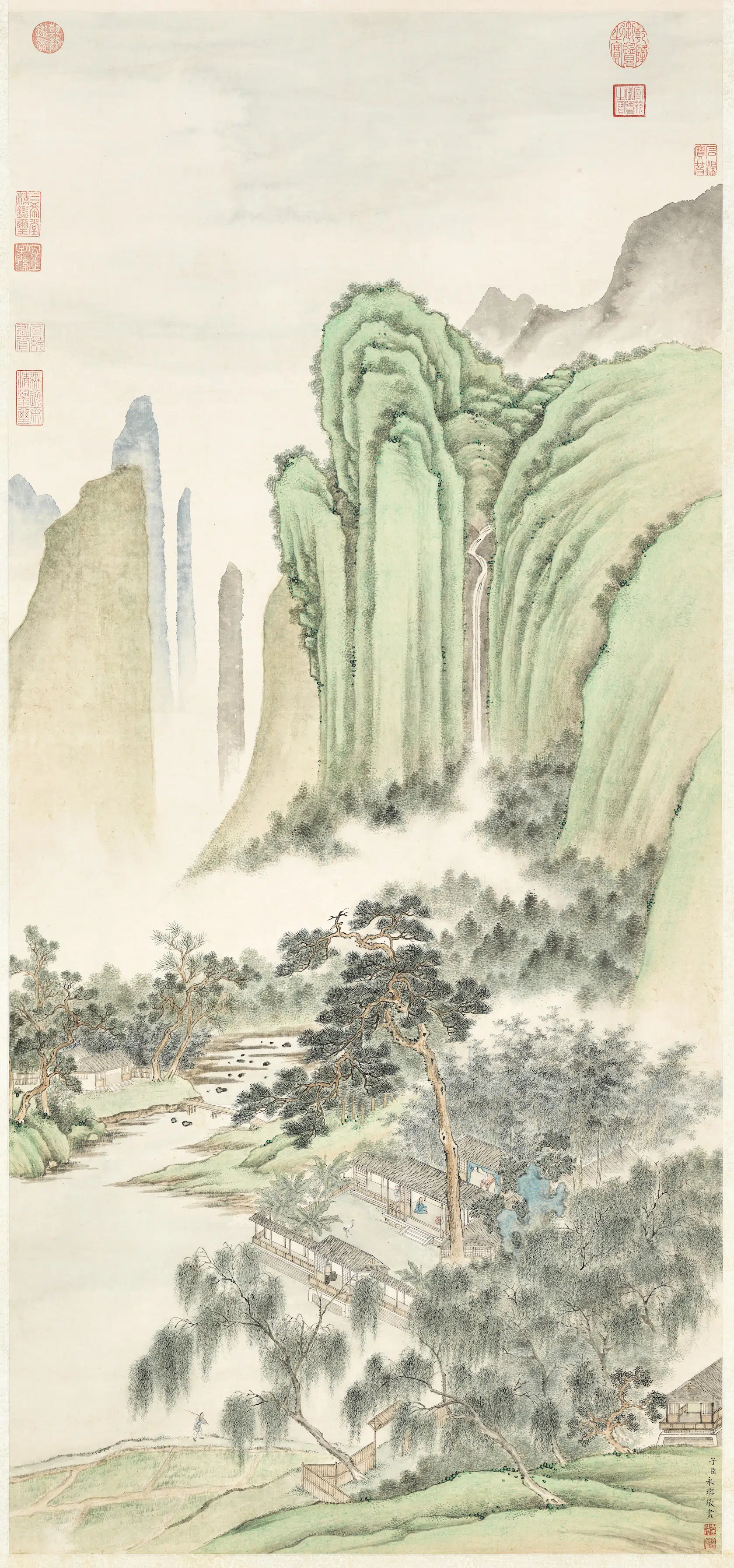 清代【爱新觉罗·永瑢】《松壑层轩图轴》