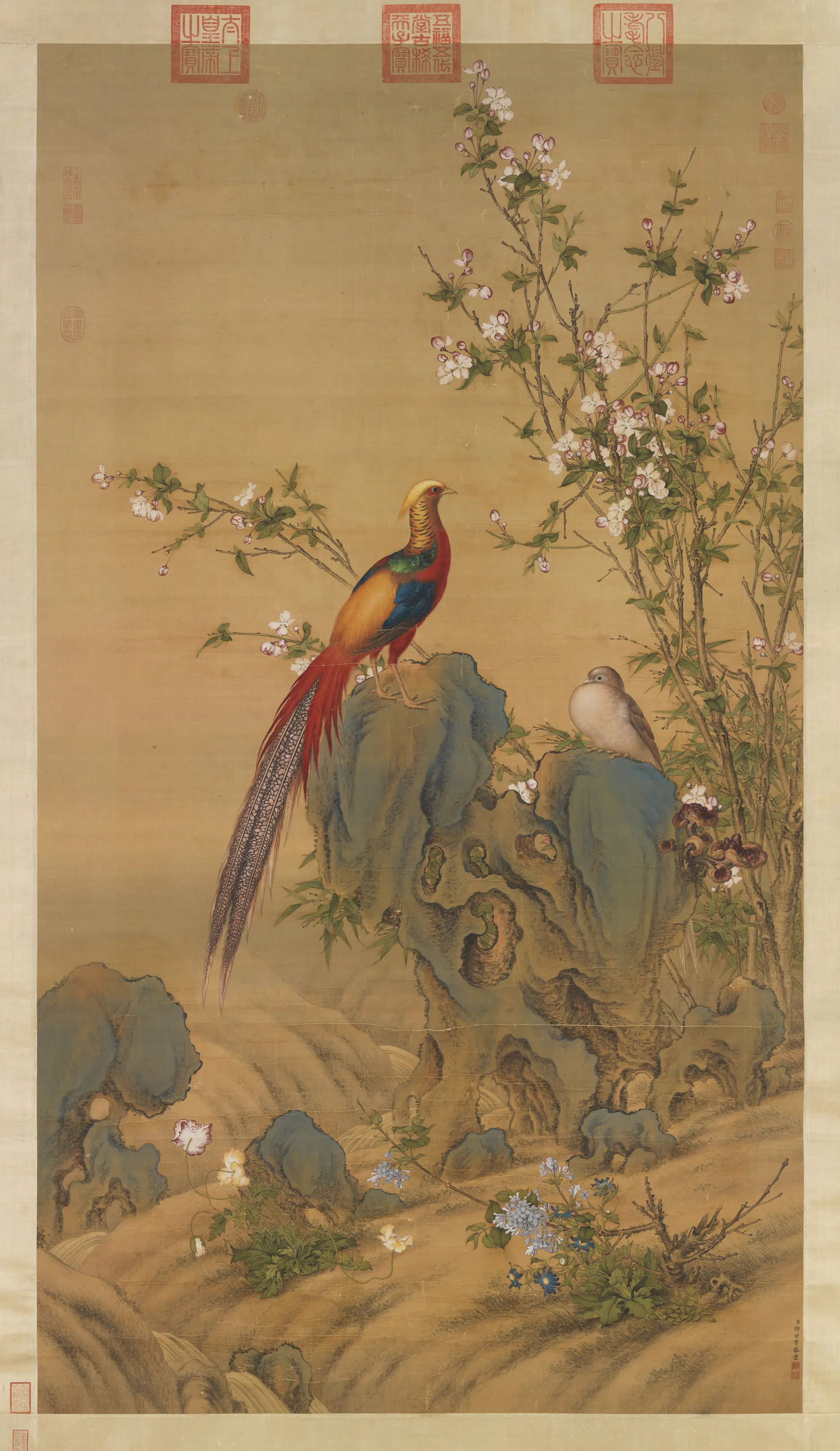 清代【郎世宁】《画锦春图轴》