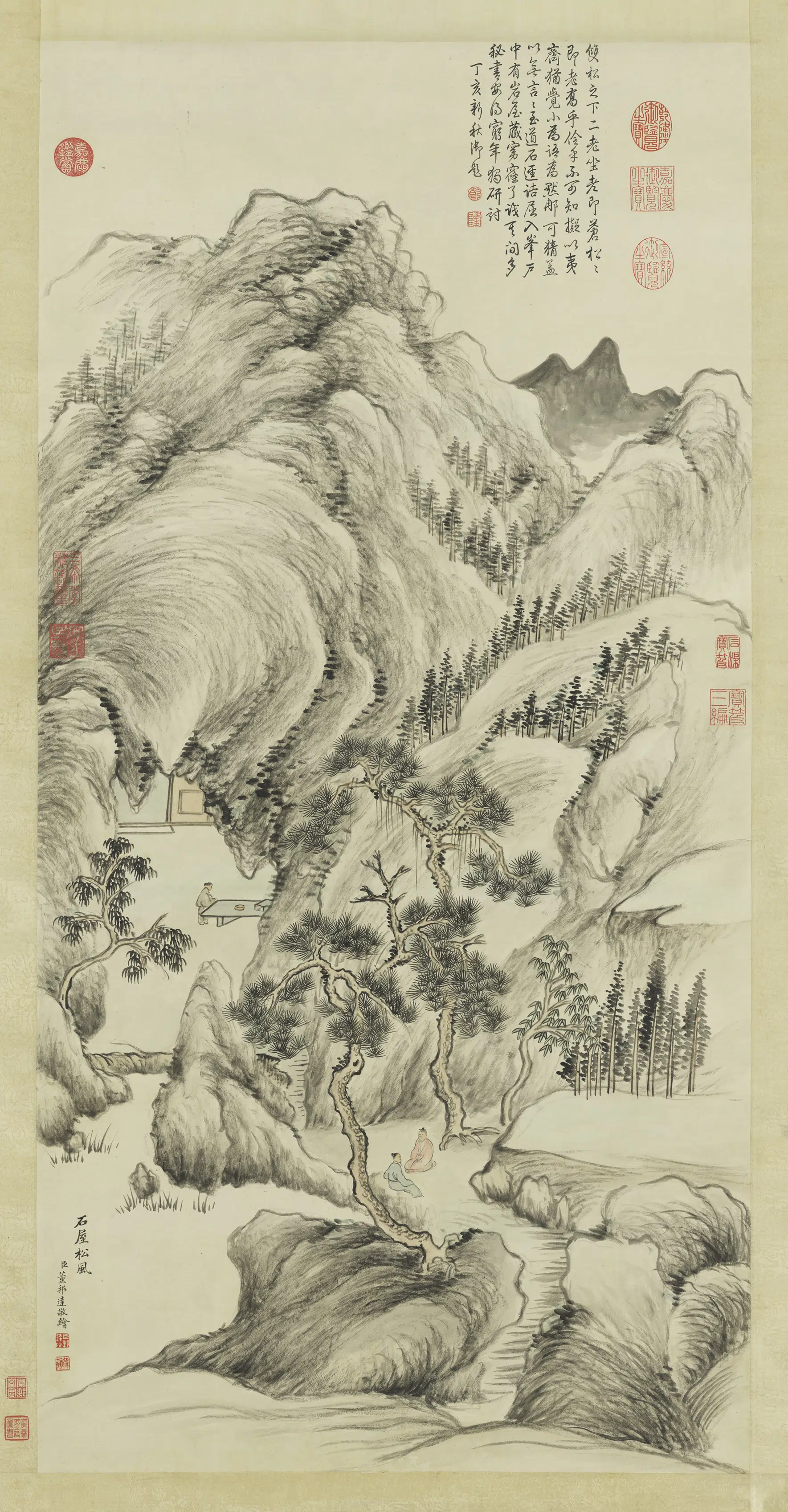 清代【董邦达】《石屋松风图轴》
