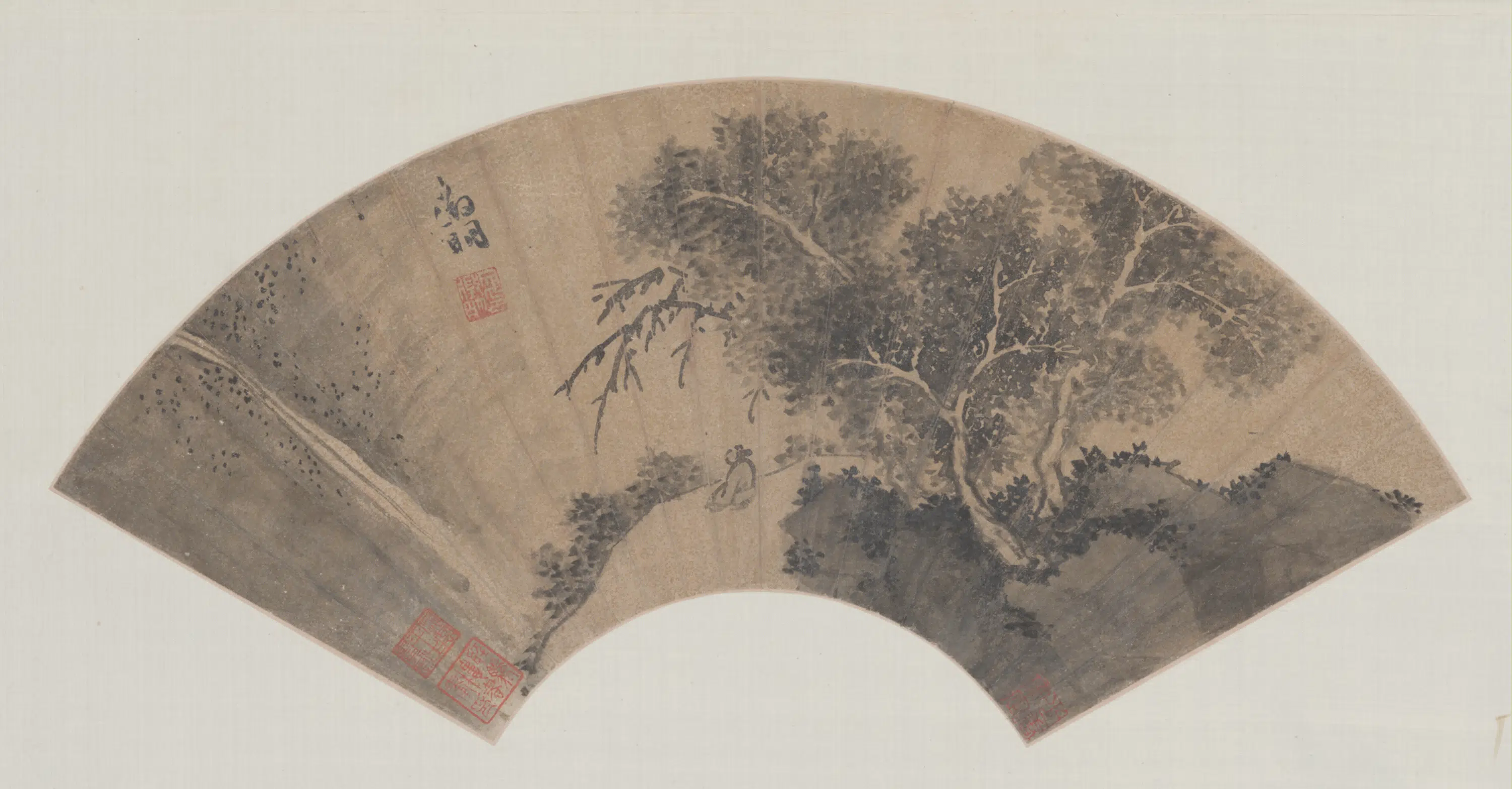 明朝【文徵明】《观瀑扇页》