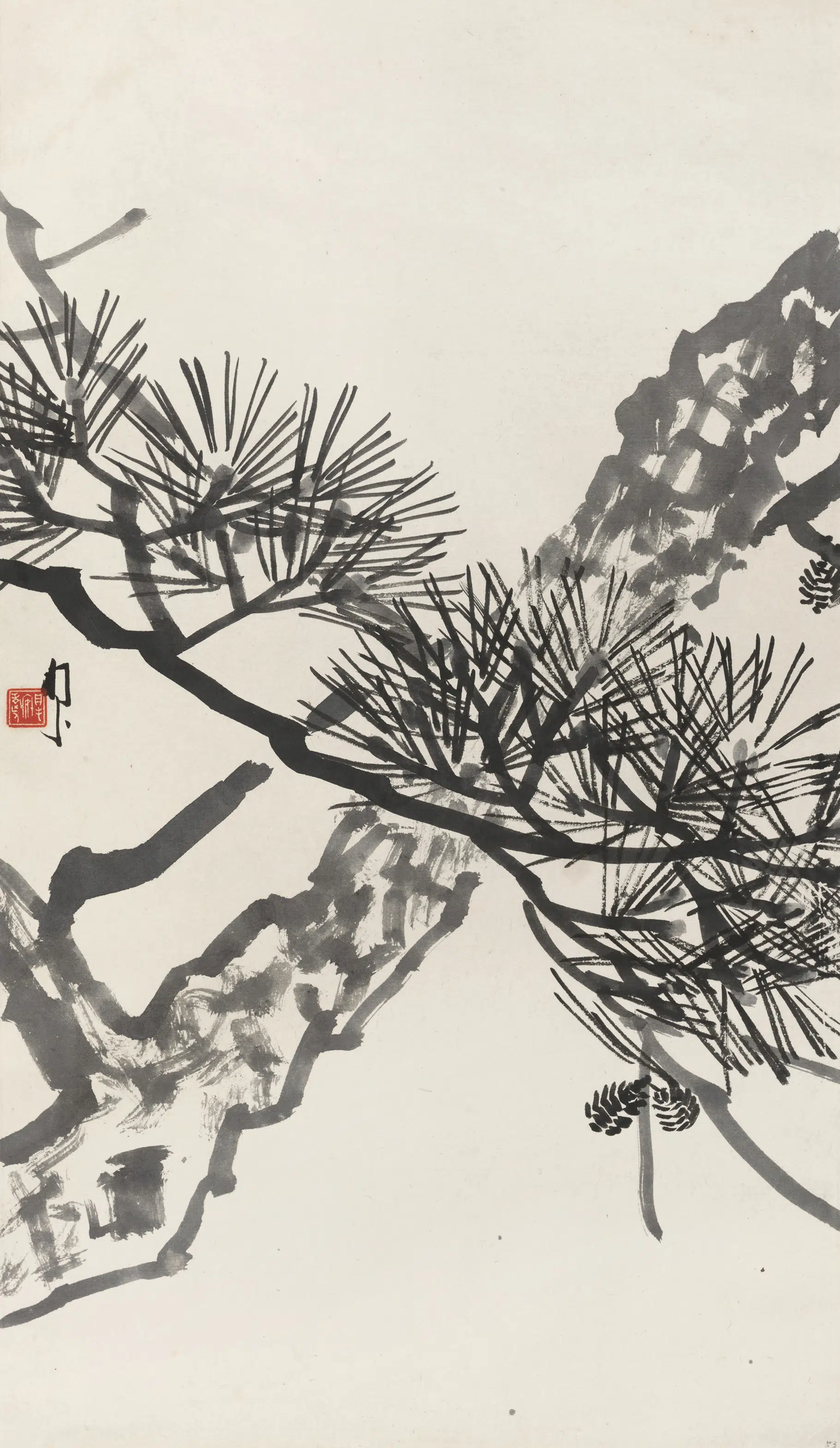 近代【陈树人】《墨松轴》