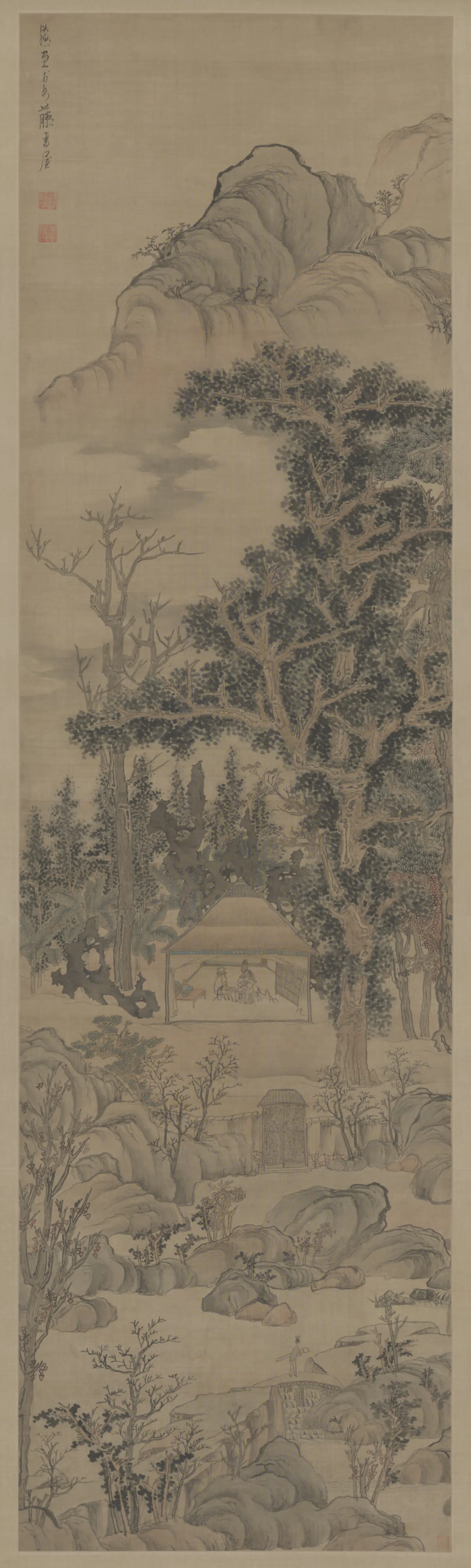 明朝【陈洪绶】《人物山水图轴》