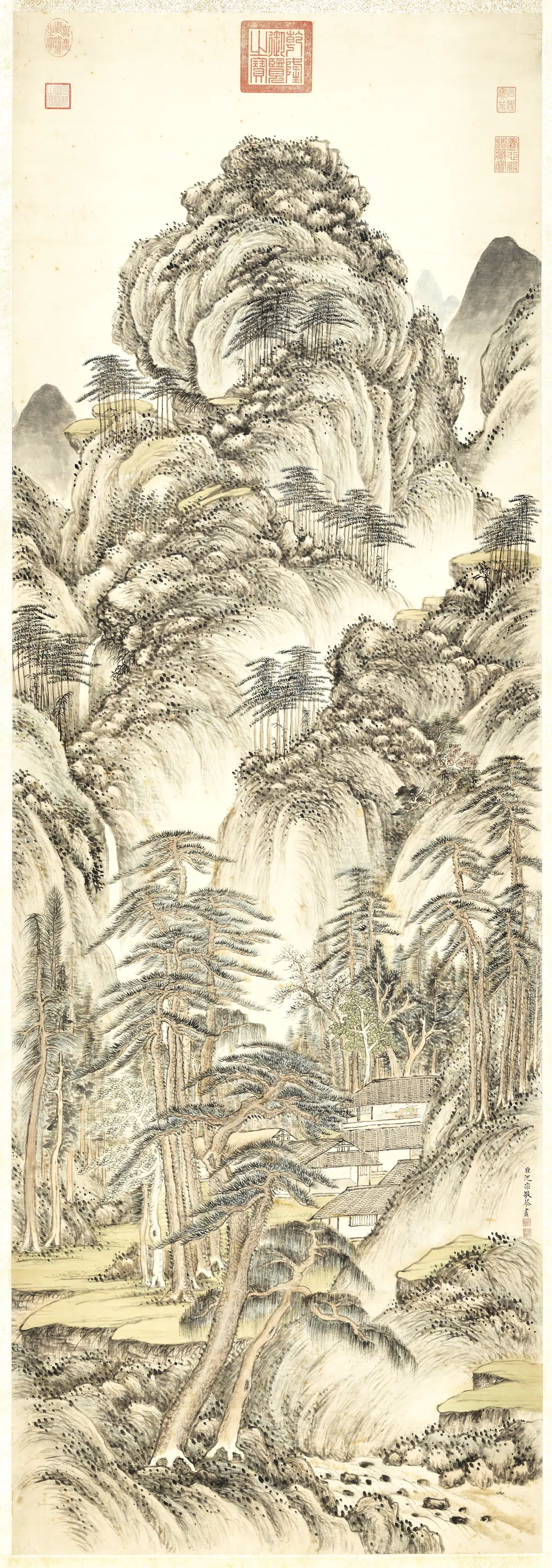 清代【沈宗敬】《万松春霭图轴》