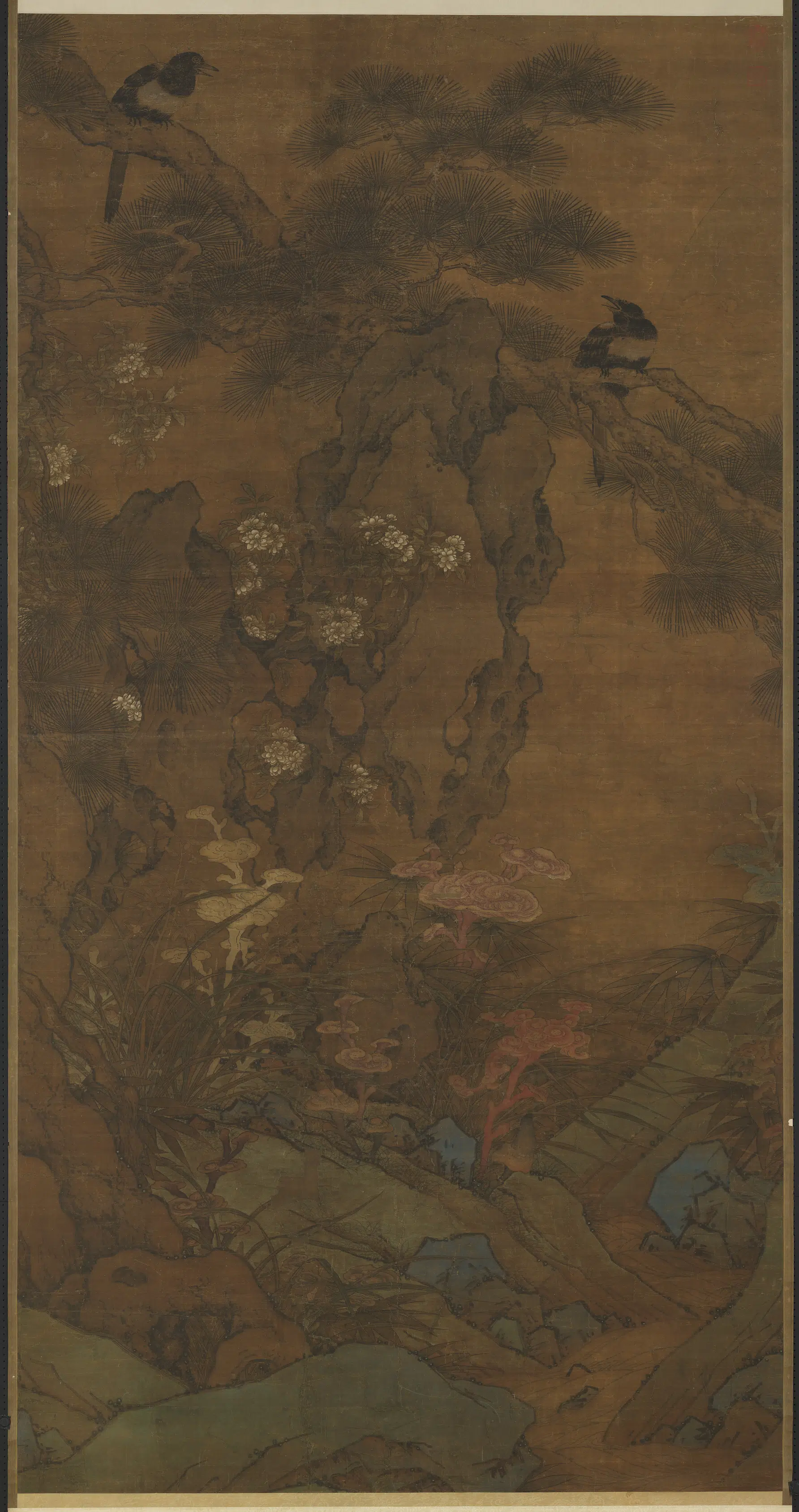 明朝《明人画双喜图轴》