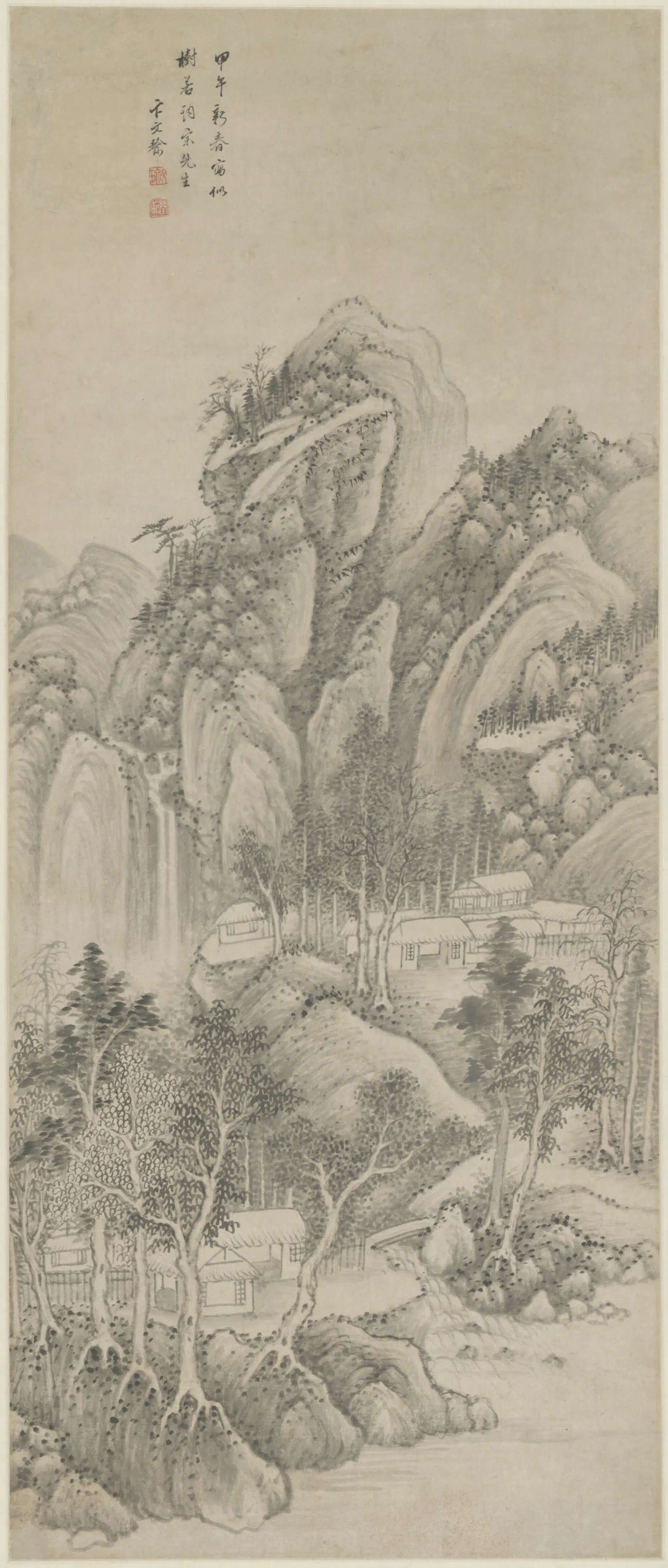 明朝【卞文瑜】《山水图轴》