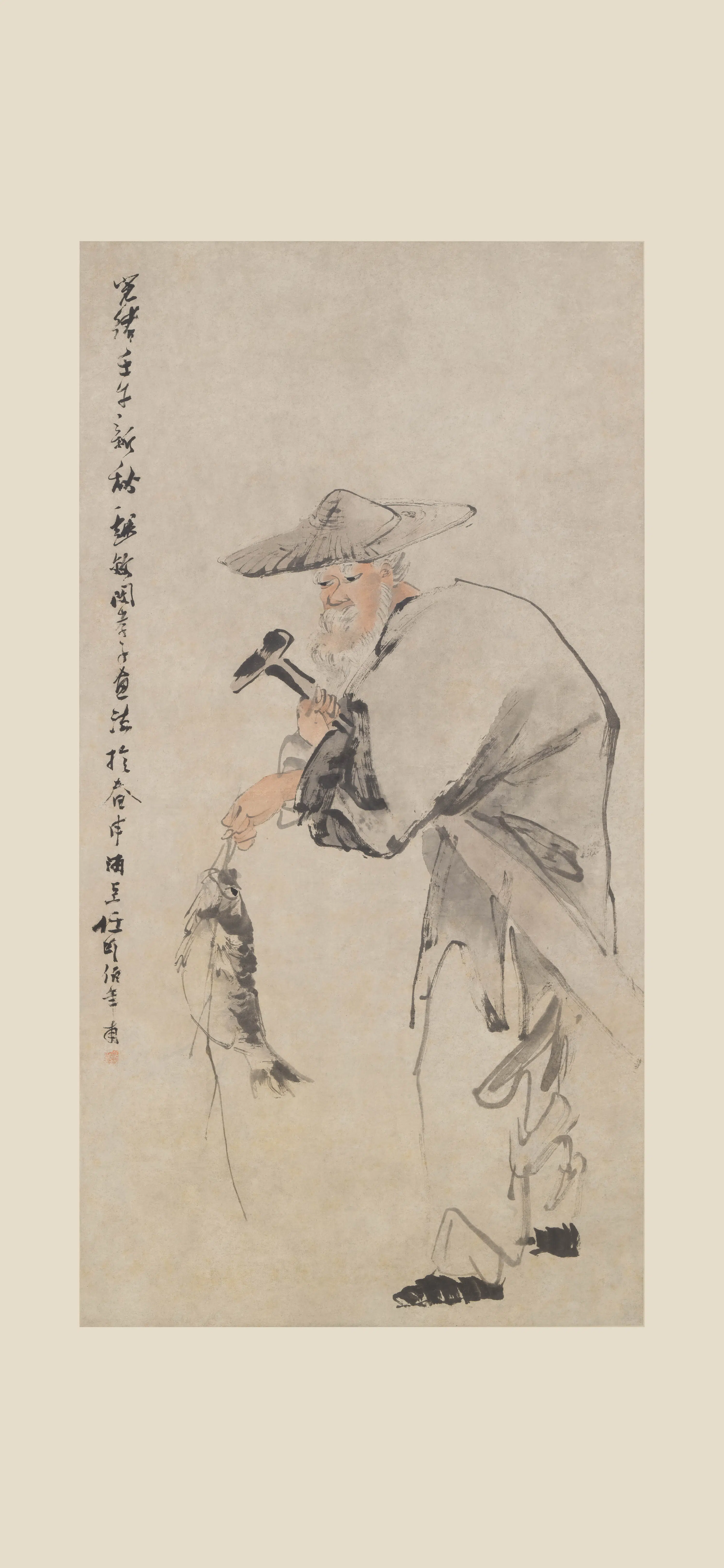 清代【任伯年（任颐）】《渔父图轴》