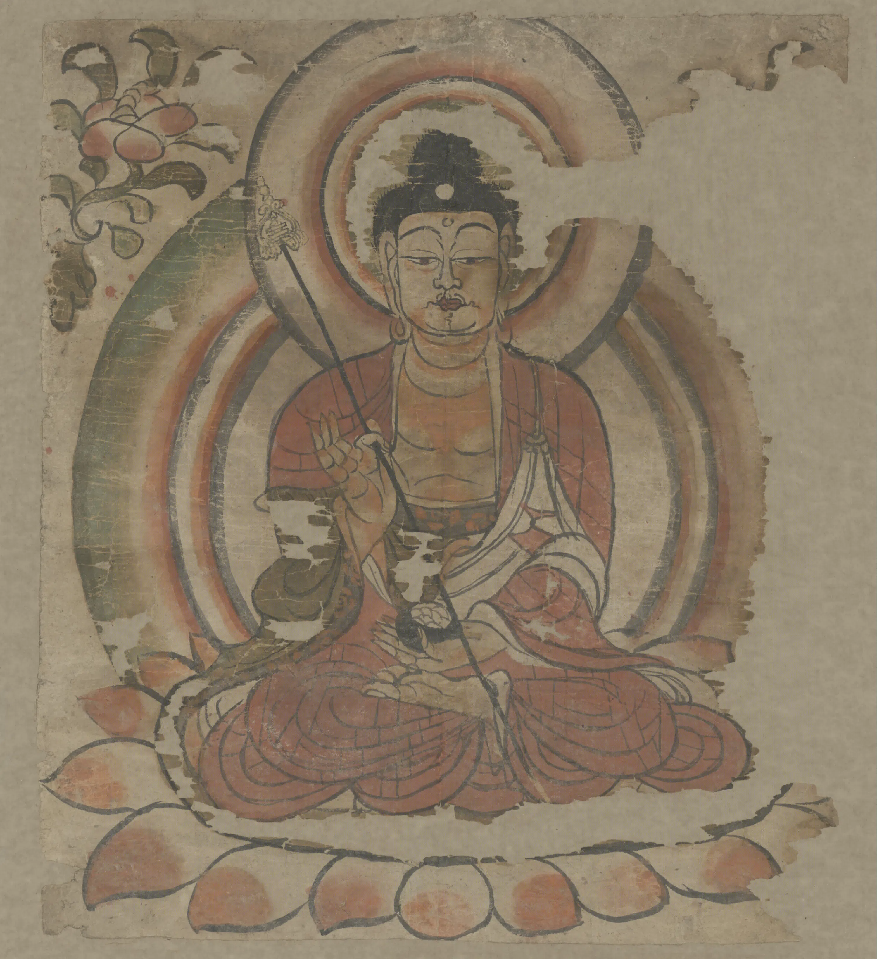 唐朝【佚名】《敦煌纸画地藏菩萨像》 第1张