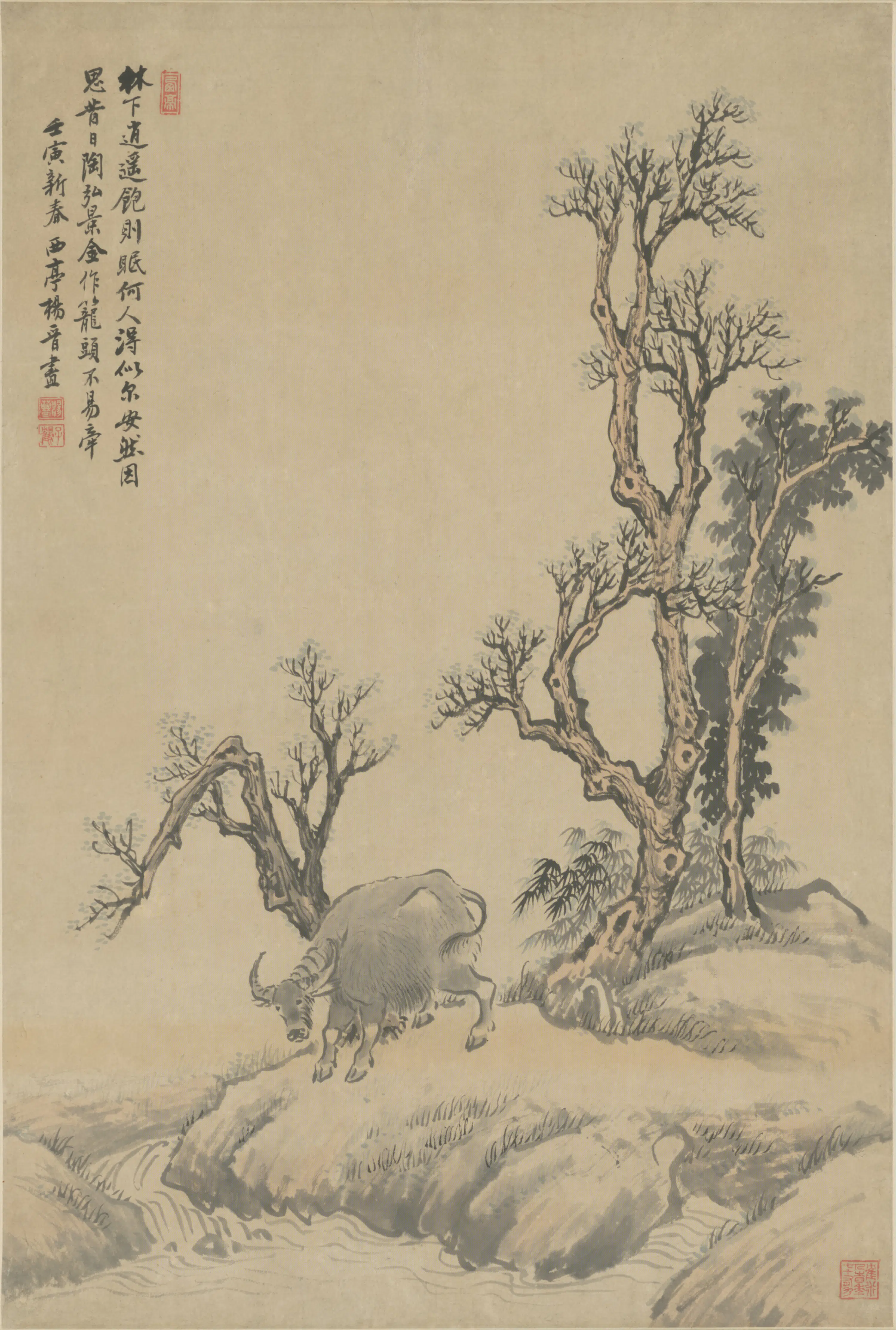 清代【杨晋】《画牛轴》