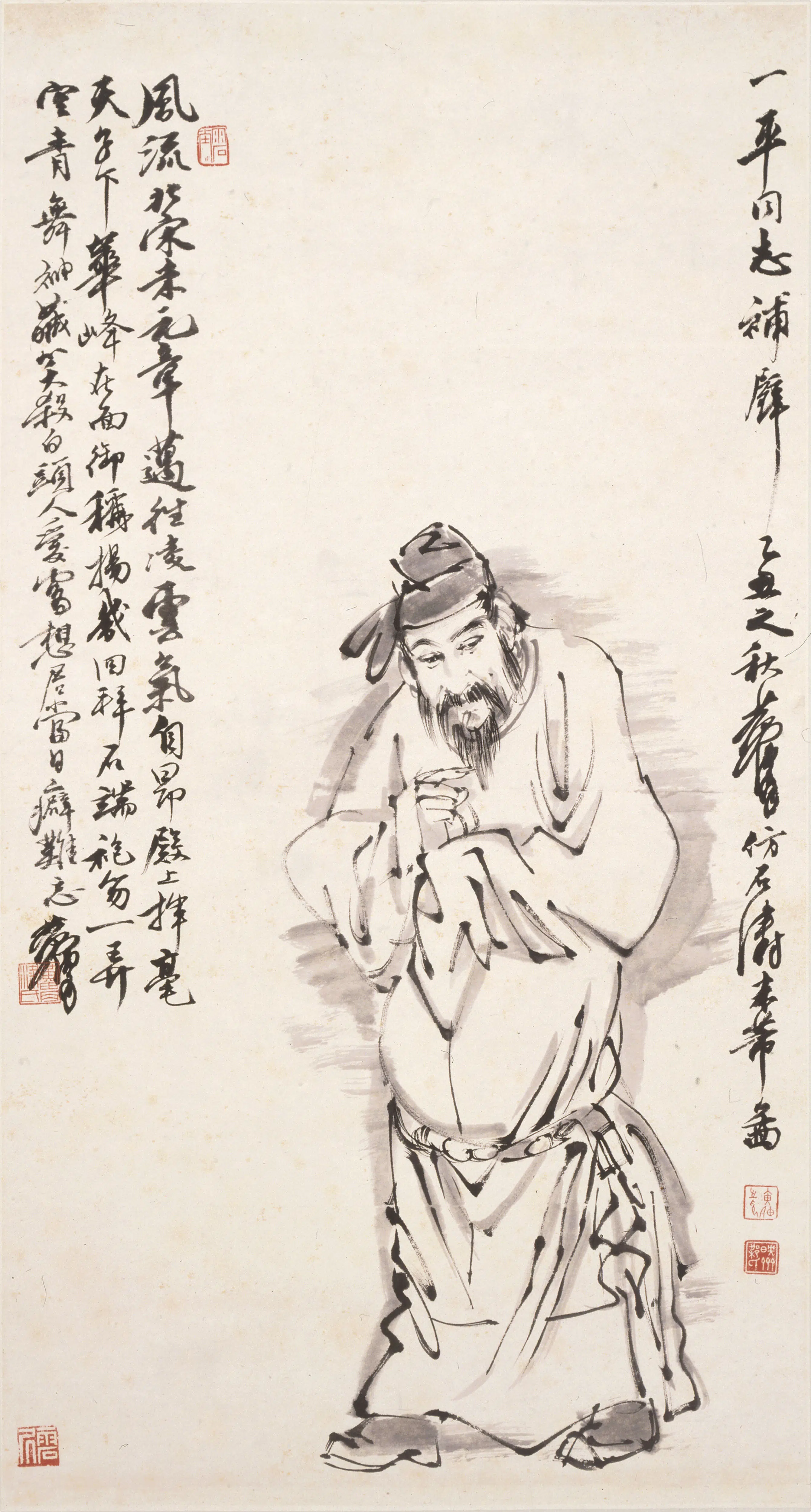近现代【黄胄】《仿石涛画米芾图轴》