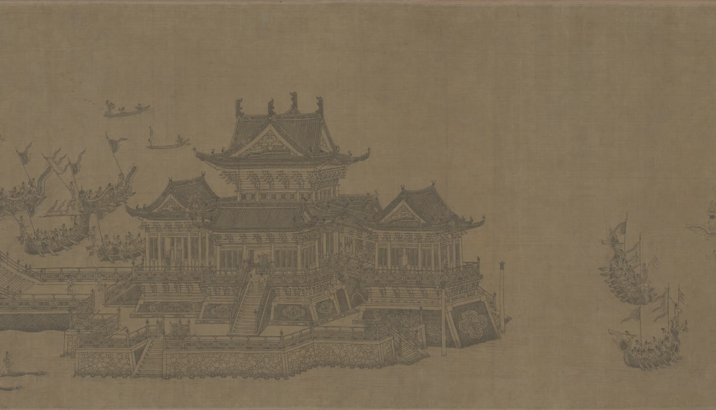 元朝【元人】《画龙舟夺标图卷》 第2张