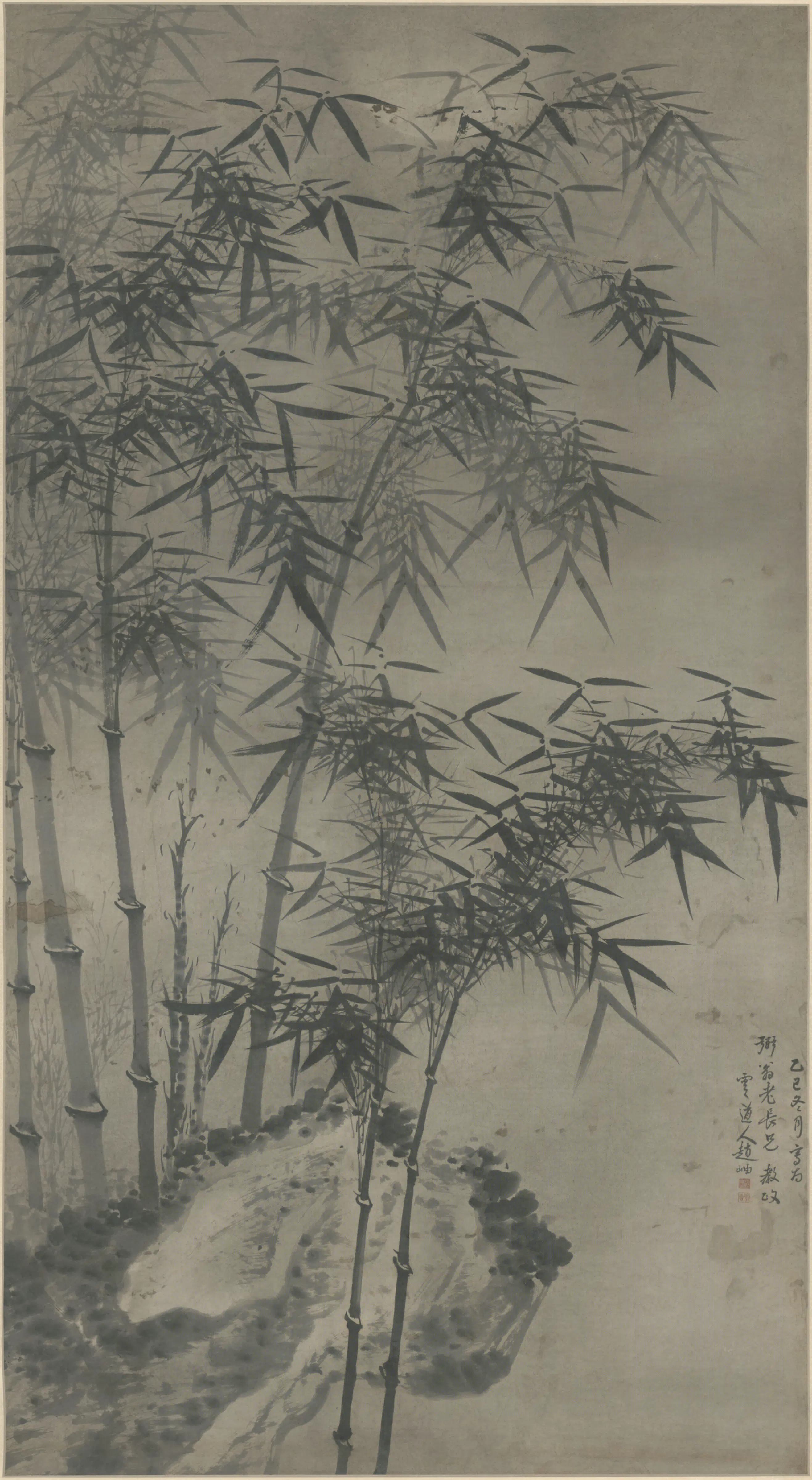 元朝【赵岫】《竹石图轴》
