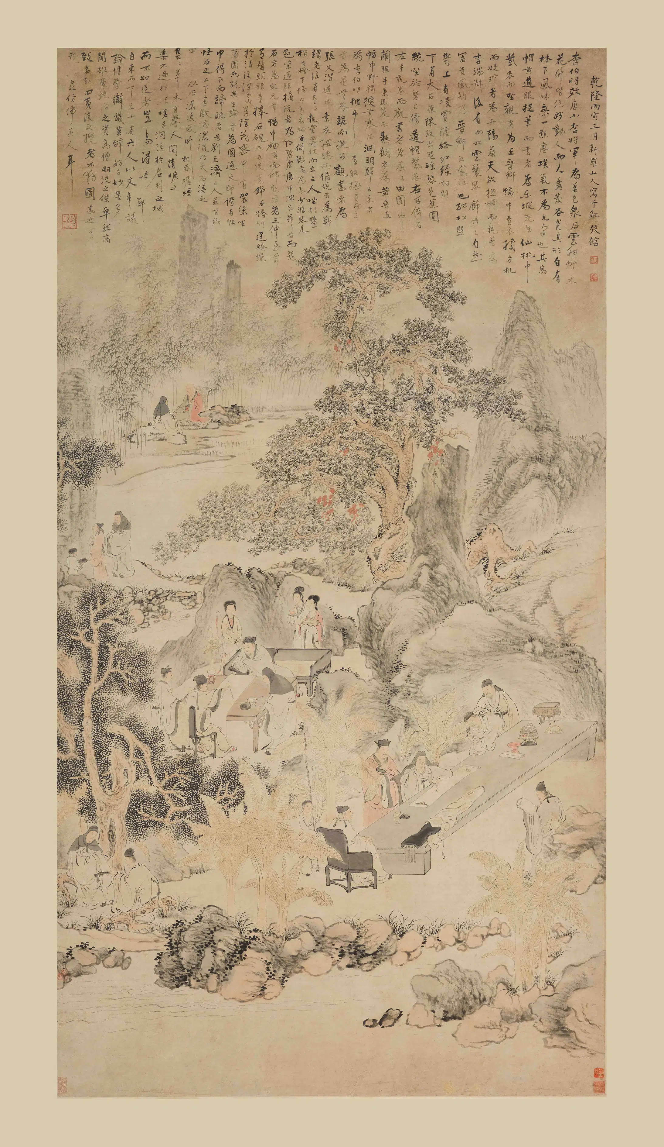 清代【华喦（华岩)】《西园雅集图轴-1》