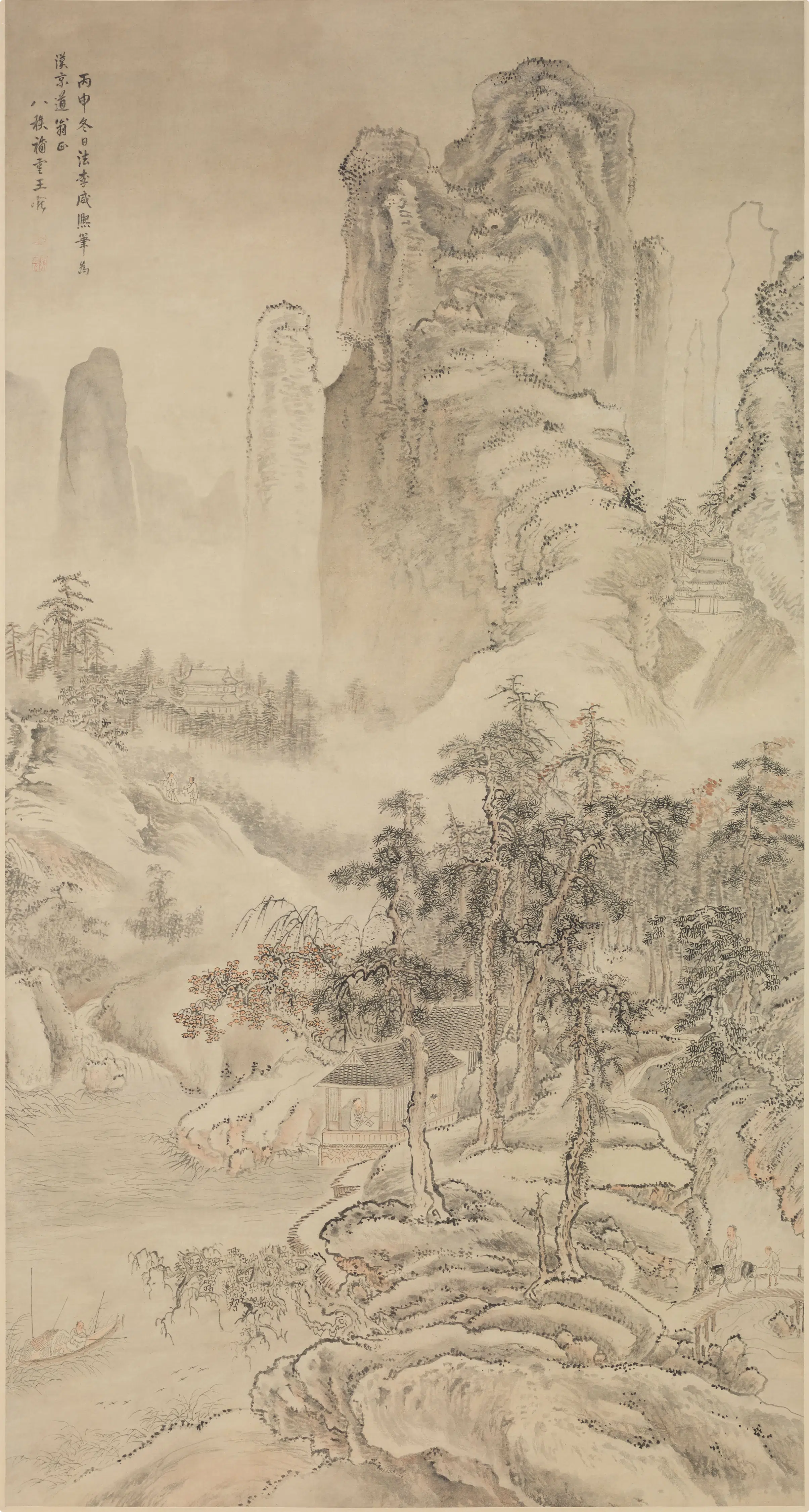 清代【王巘】《法李成山水图轴》