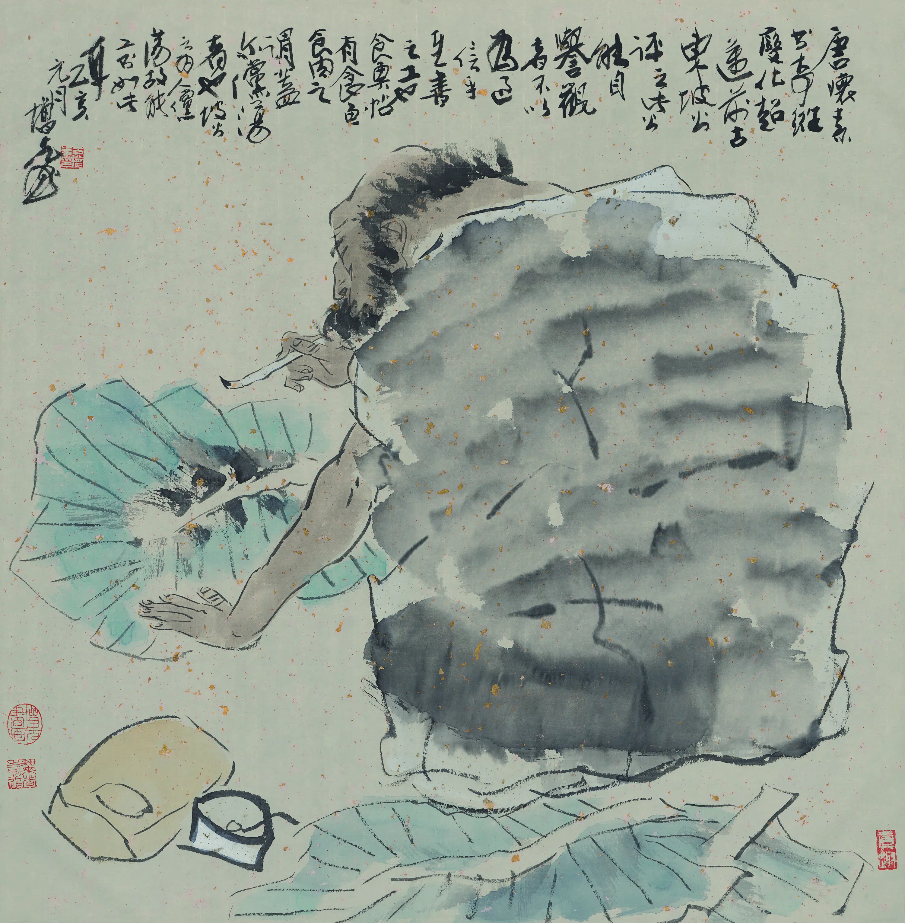 近现代【方增先】《蕉叶押毫图轴》