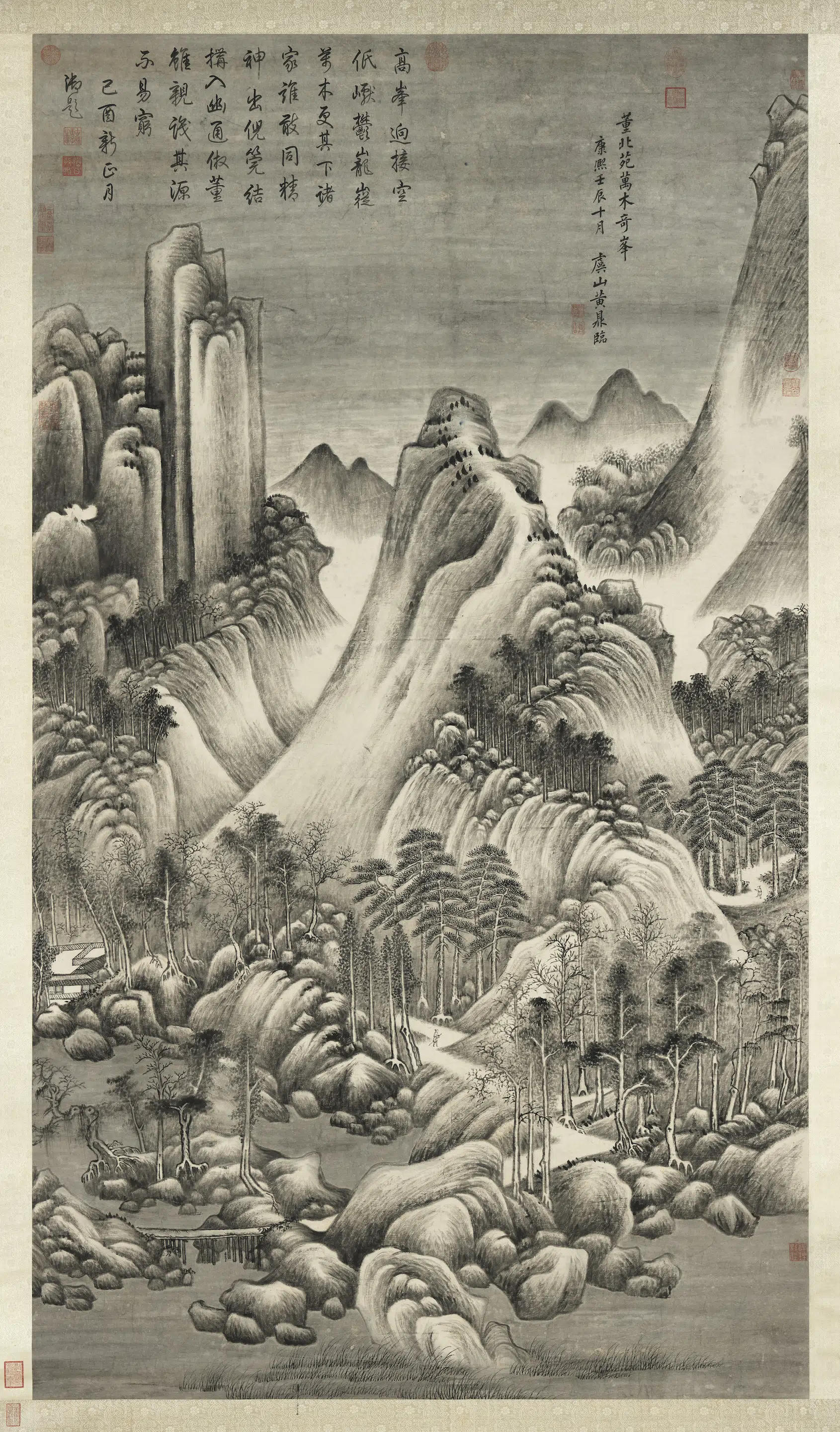 清代【黄鼎】《仿董源万木奇峰图轴》