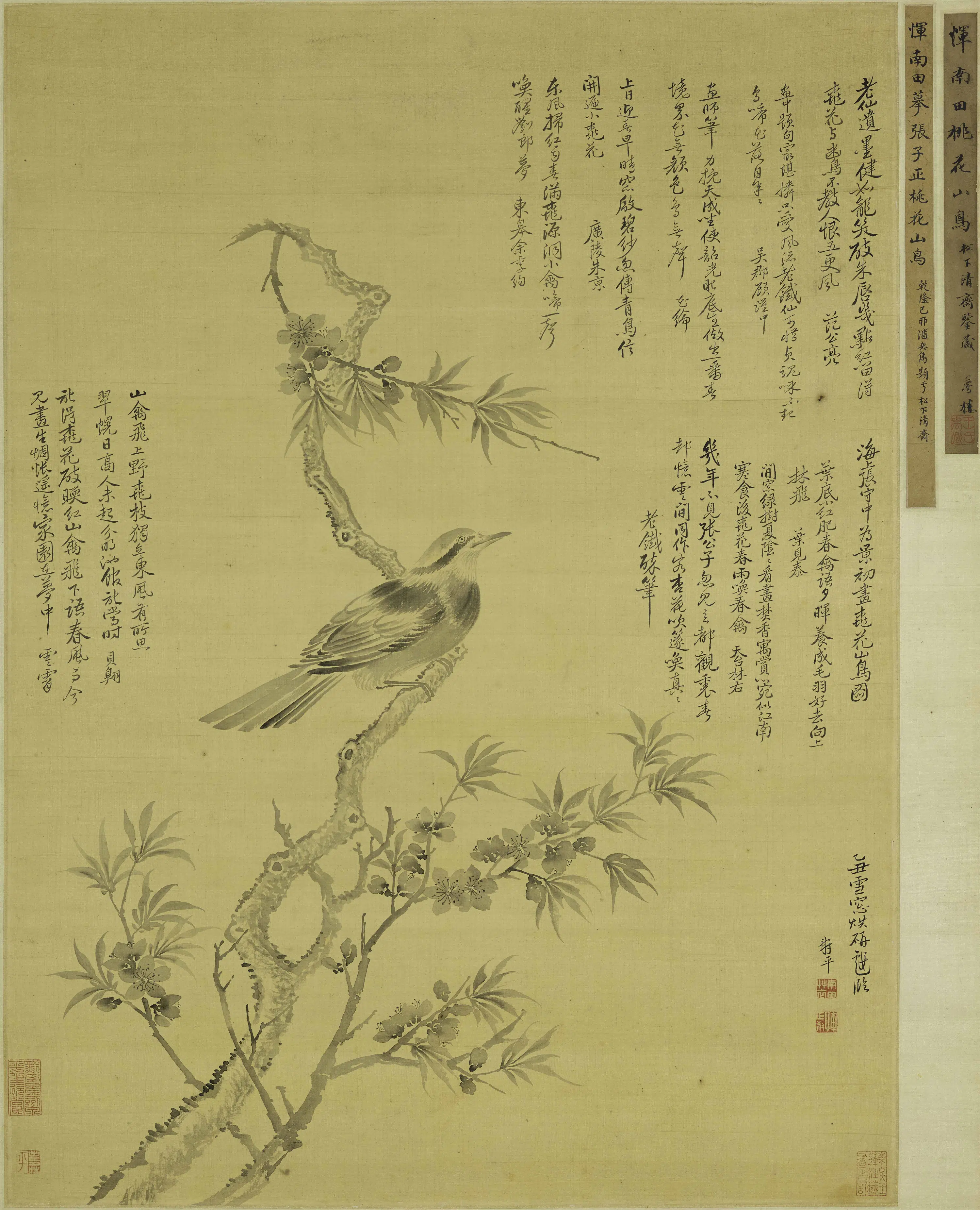 清代【恽寿平】《摹张中桃花山鸟图轴》